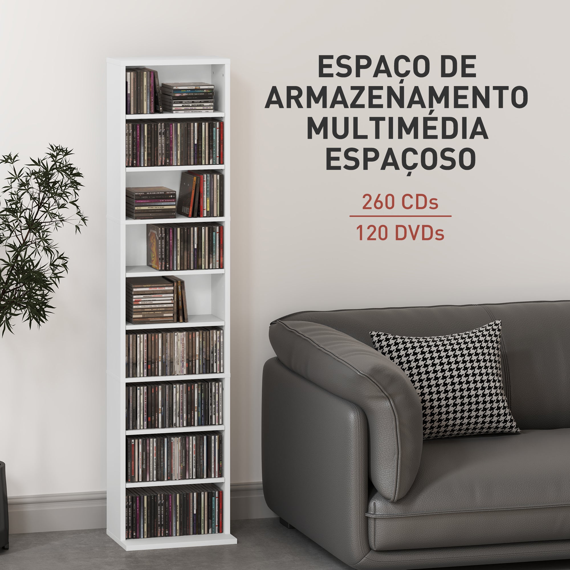 Estante para CDs e DVDs 33x24x140 cm Branco