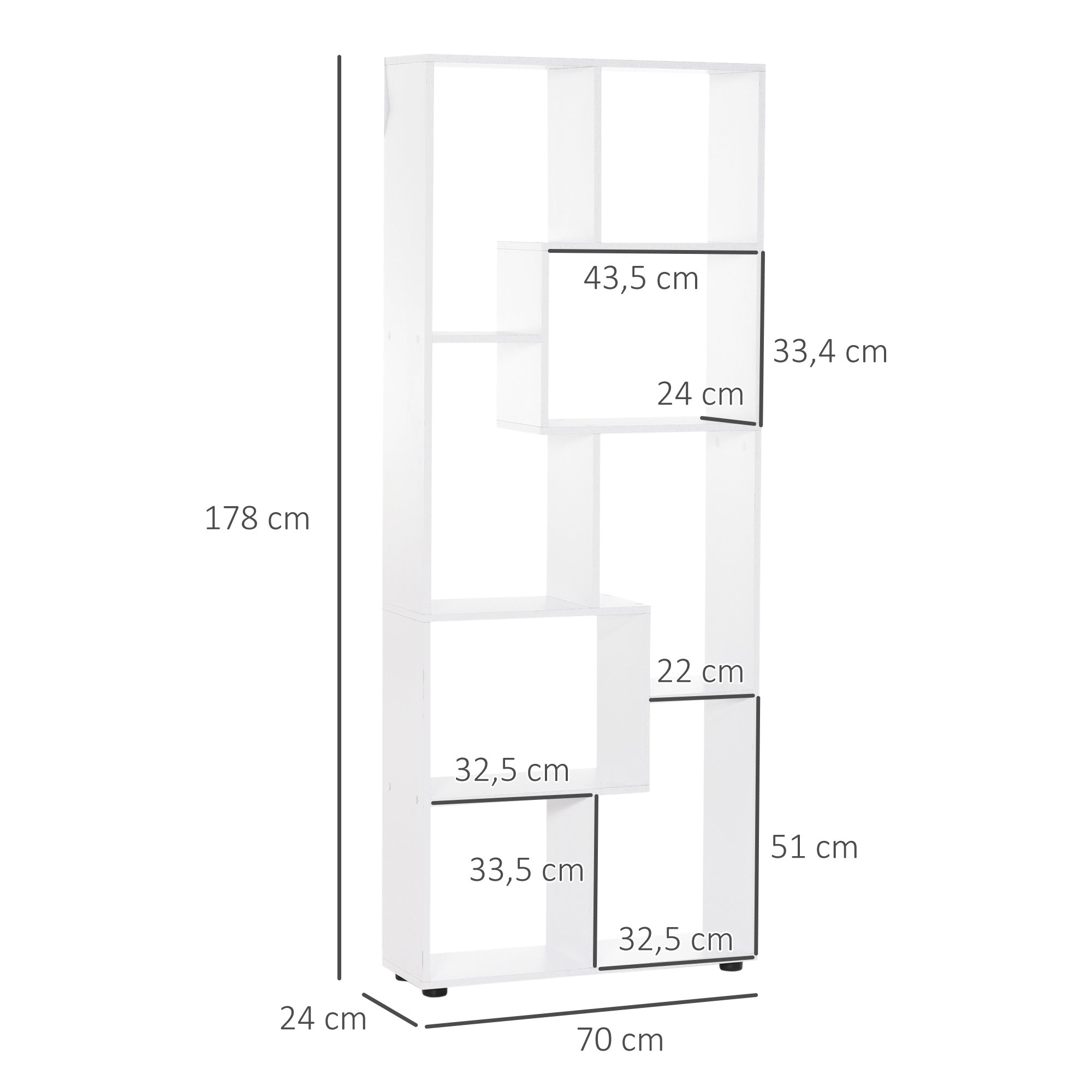 Estante Vertical Moderna – 70x24x178cm – Branco – Painel de partículas