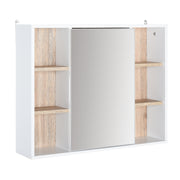 Armário de Espelho com Prateleiras Ajustáveis 60x14.5x49.4 cm - Branco e Cor de Carvalho