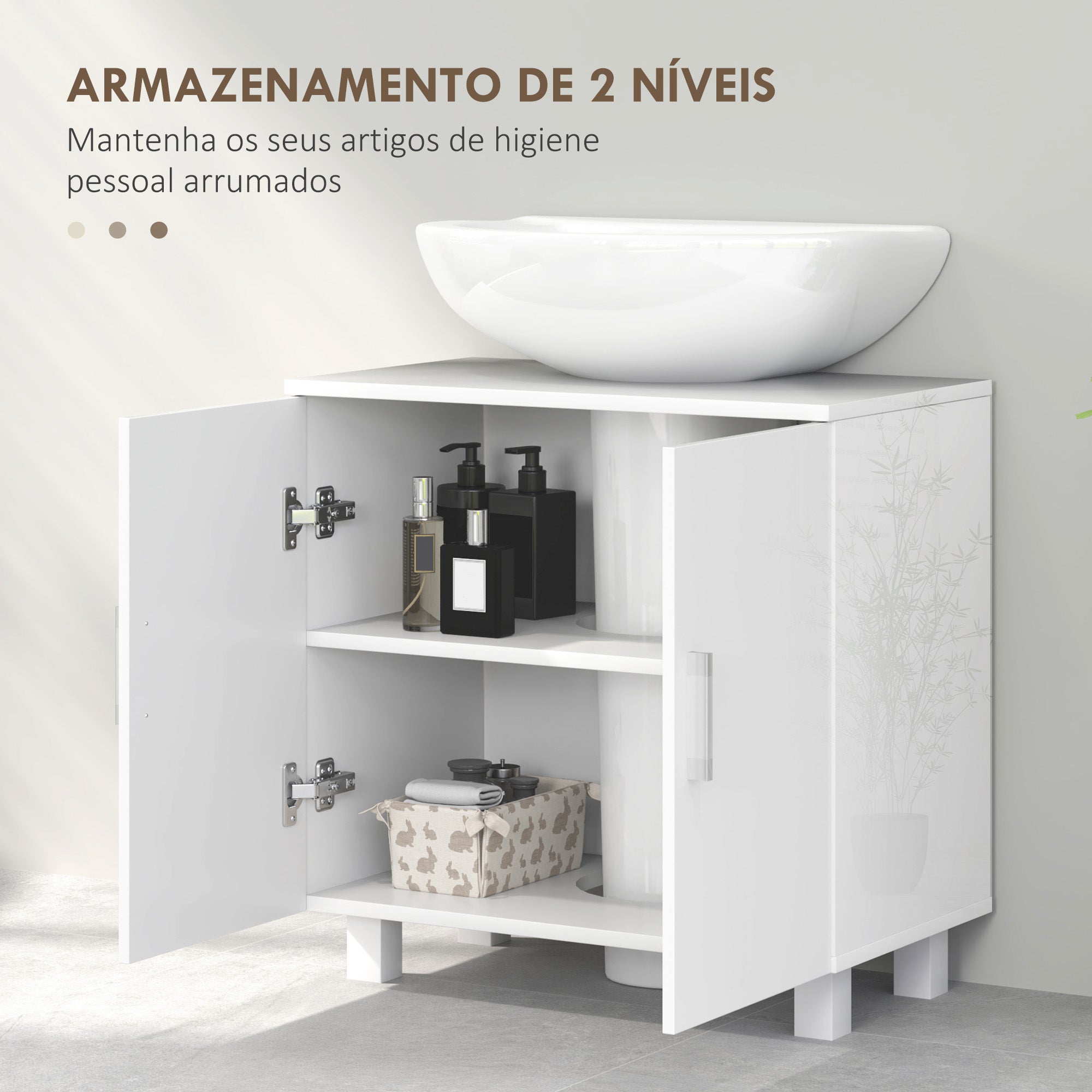 Móvel para Lavatório Branco 60x35x60 cm - Armário de Casa de Banho Elegante