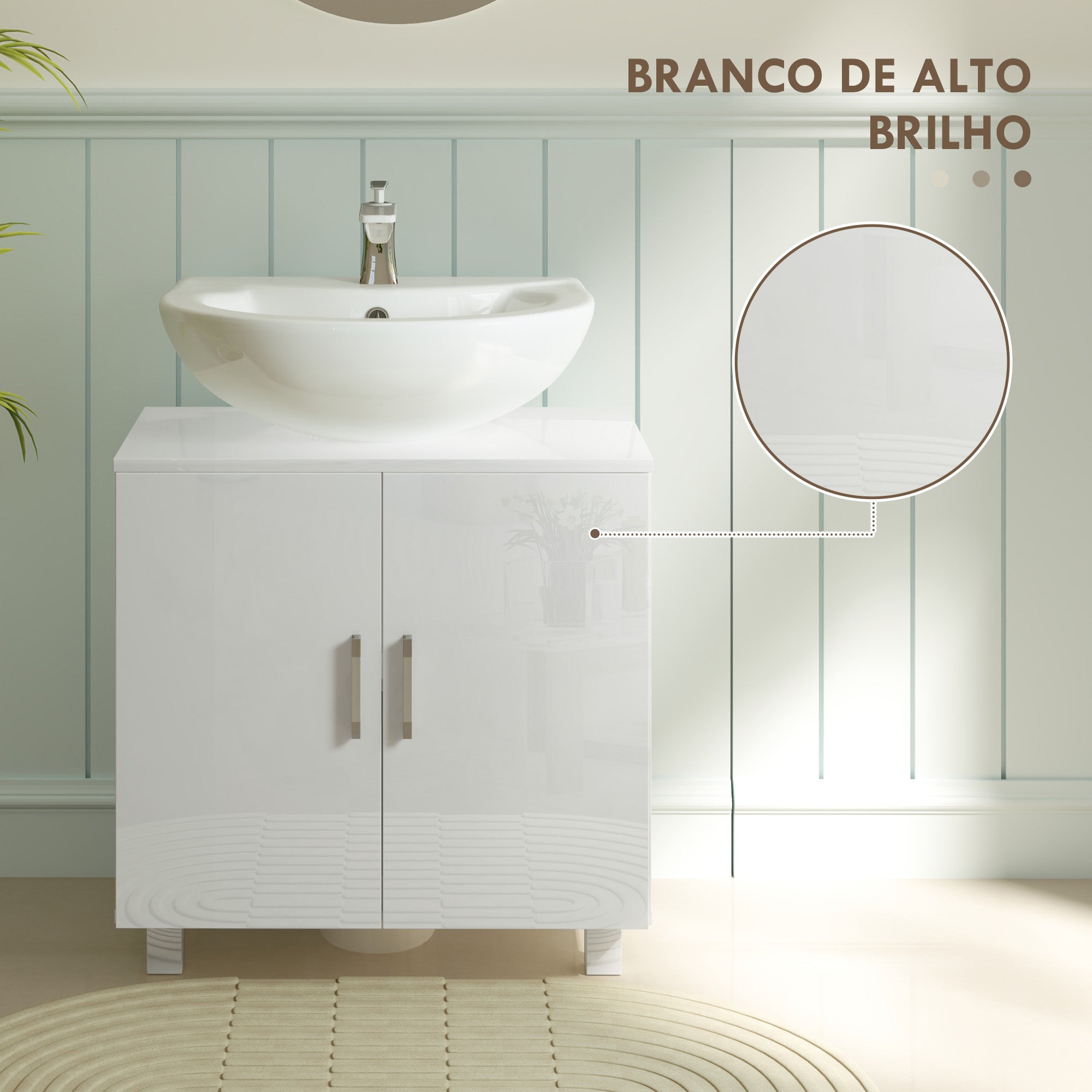 Móvel para Lavatório Branco 60x35x60 cm - Armário de Casa de Banho Elegante