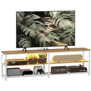Móvel de TV Estilo Industrial com Luzes LED - 159x29x46,5 cm - Madeira e Branco