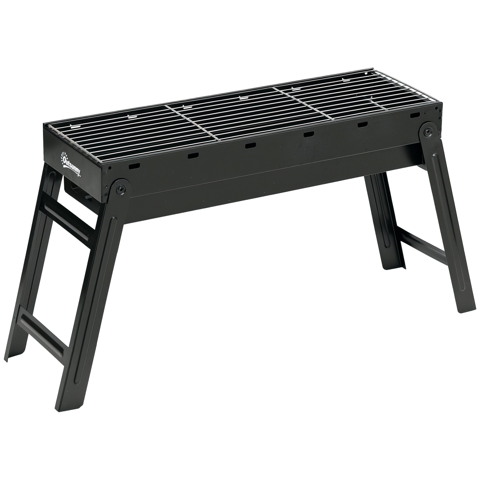 Barbecue a Carvão Portátil 74x20x38 cm - Cor Preto