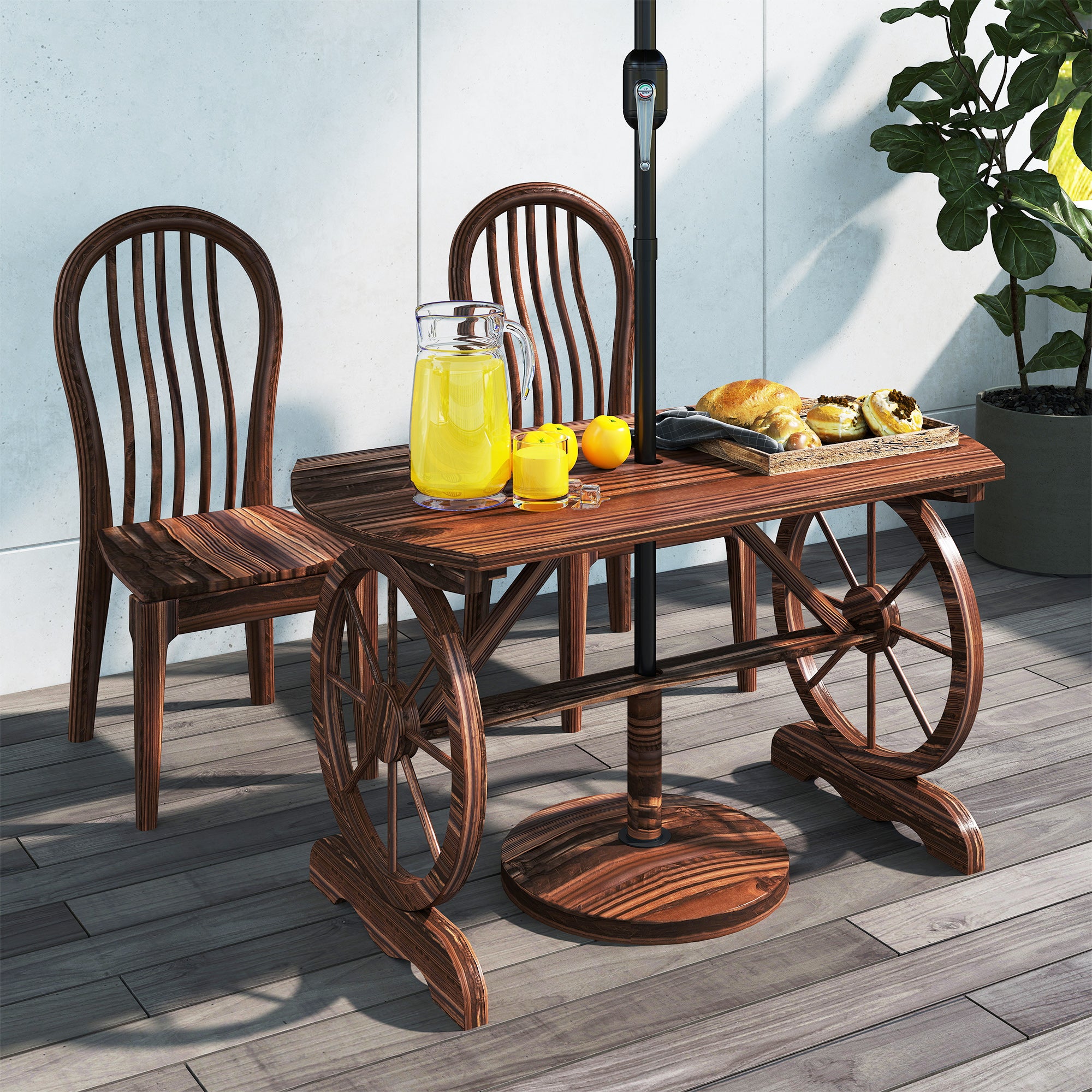 Mesa de Jardim de Madeira 120x63x70 cm - Acabamento Carbonizado