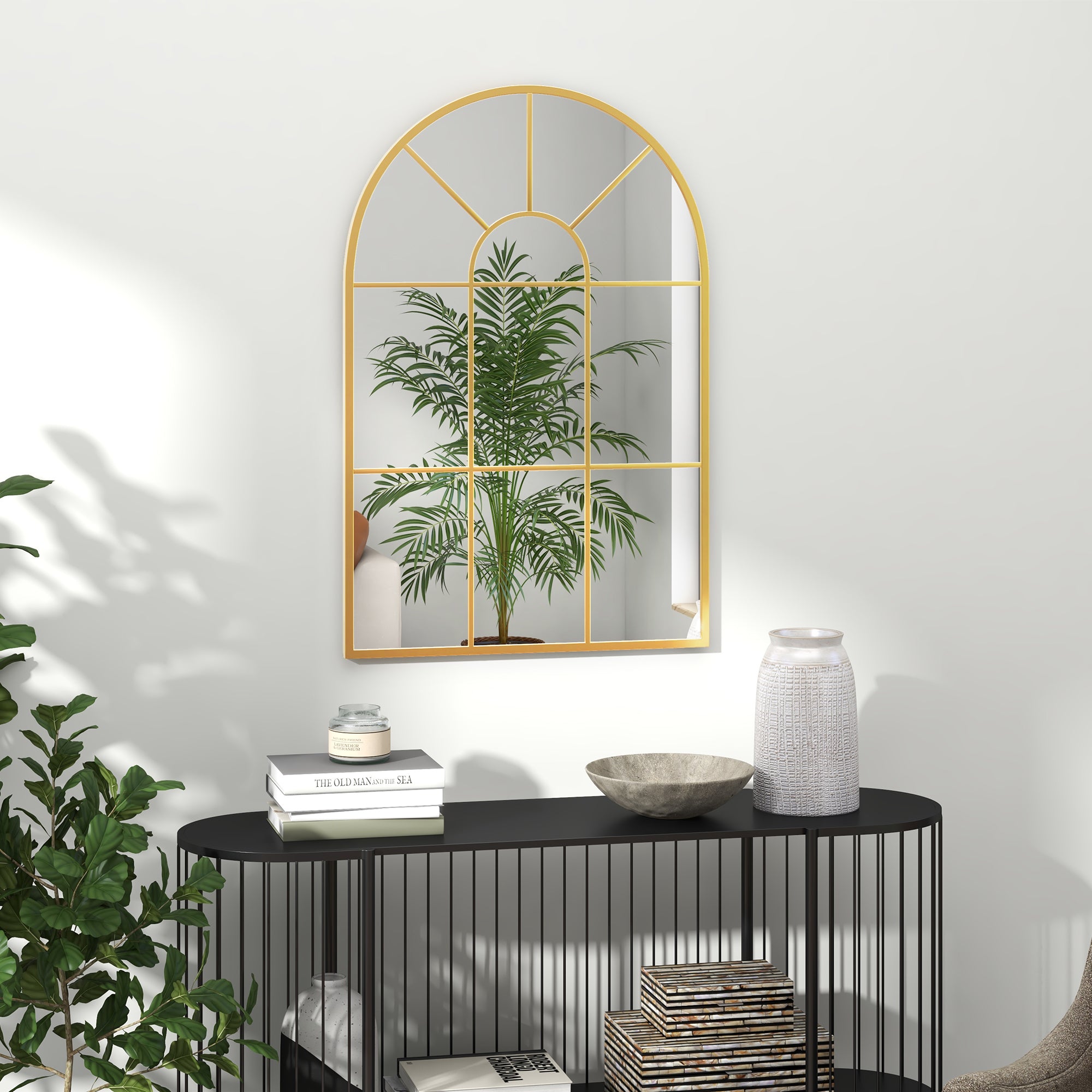 Espelho Decorativo de Parede Dourado 60x91 cm Estilo Moderno