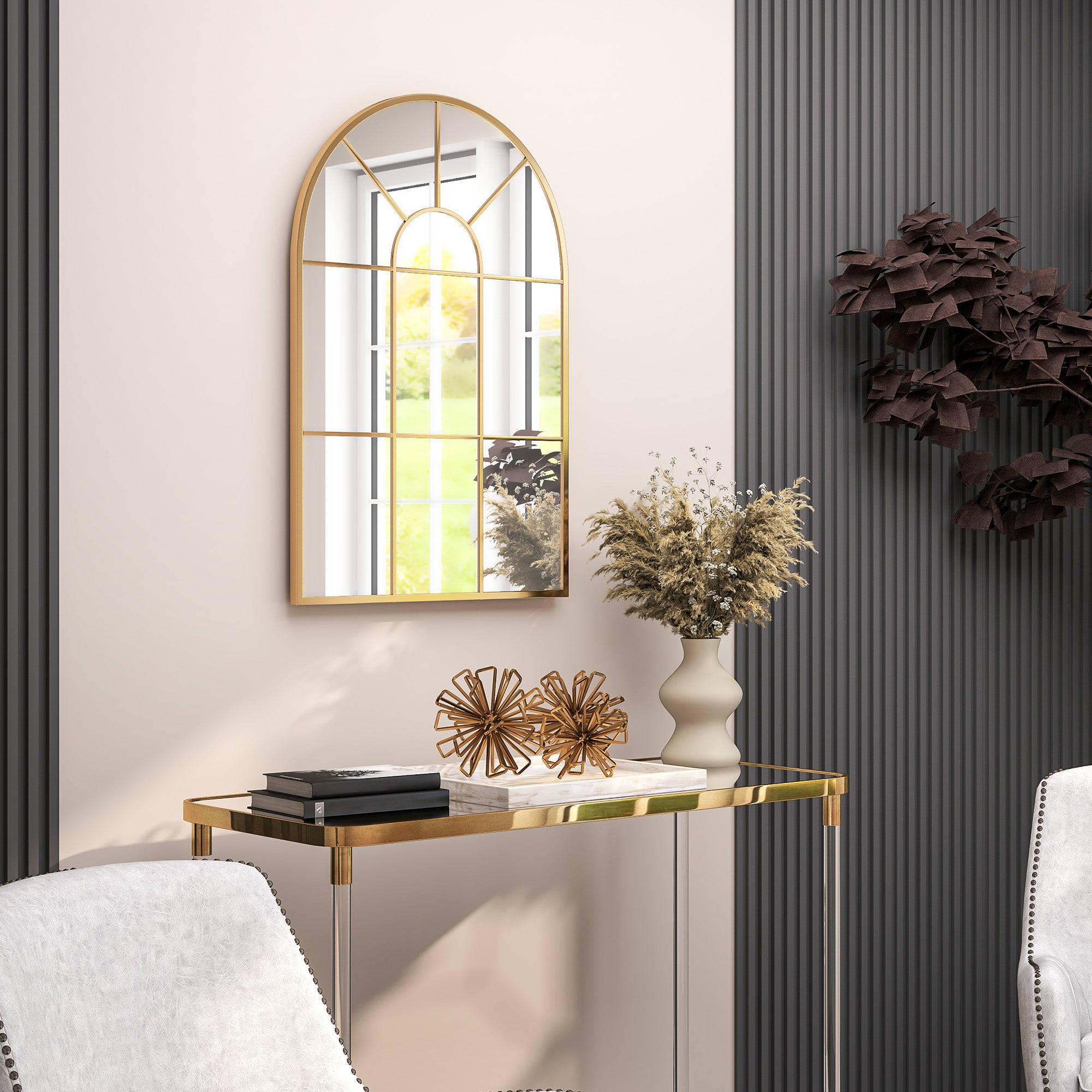 Espelho Decorativo de Parede Dourado 60x91 cm Estilo Moderno