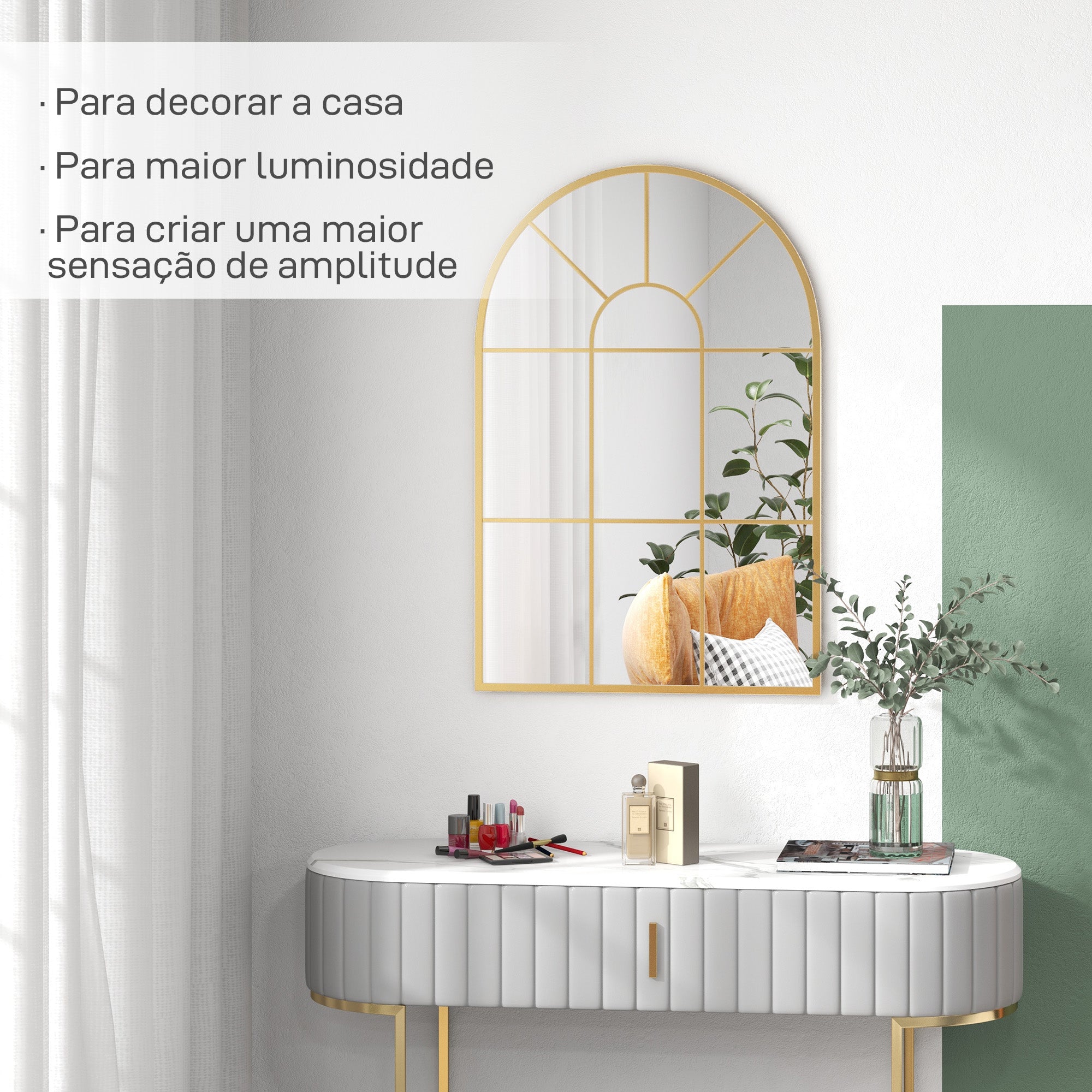 Espelho Decorativo de Parede Dourado 60x91 cm Estilo Moderno