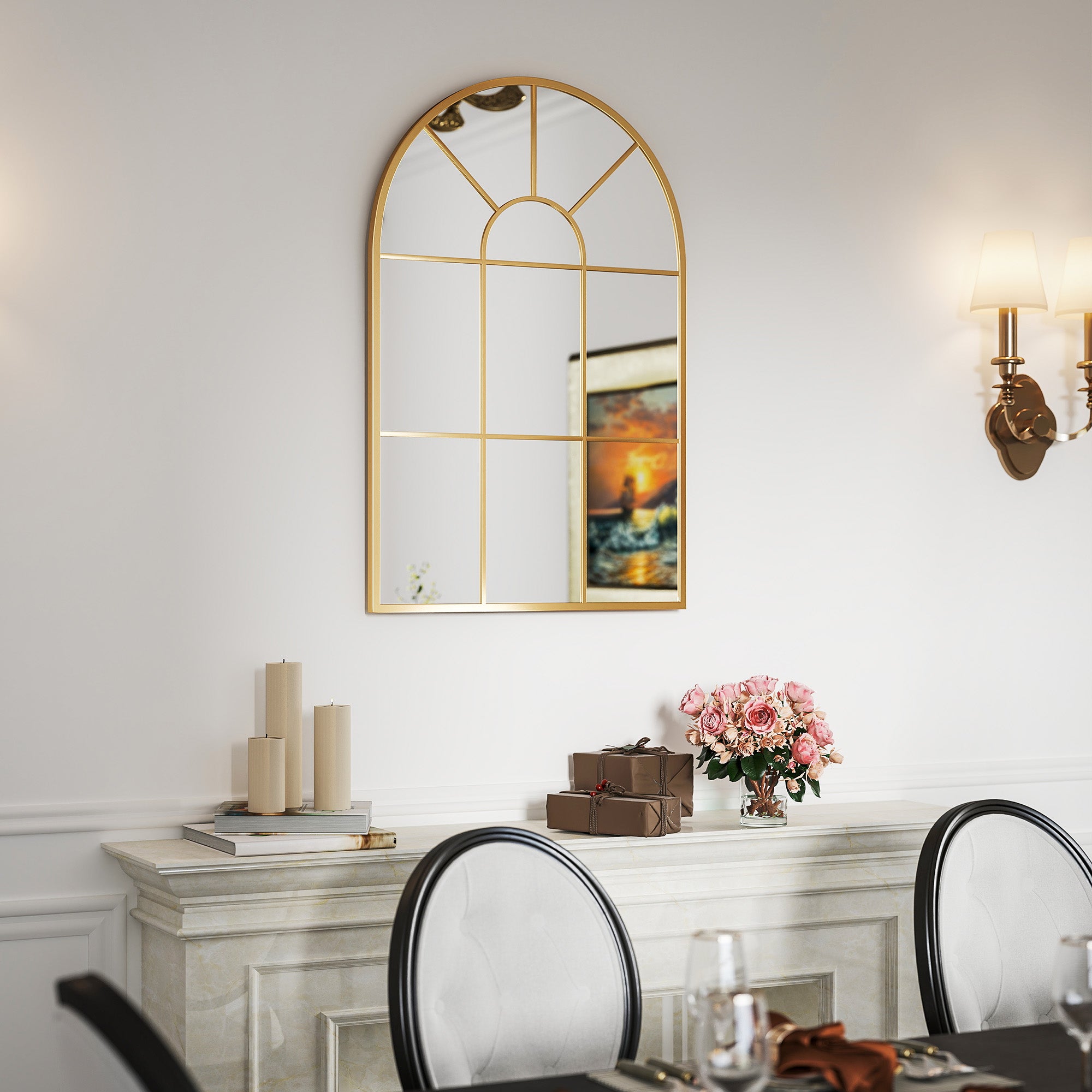 Espelho Decorativo de Parede Dourado 60x91 cm Estilo Moderno