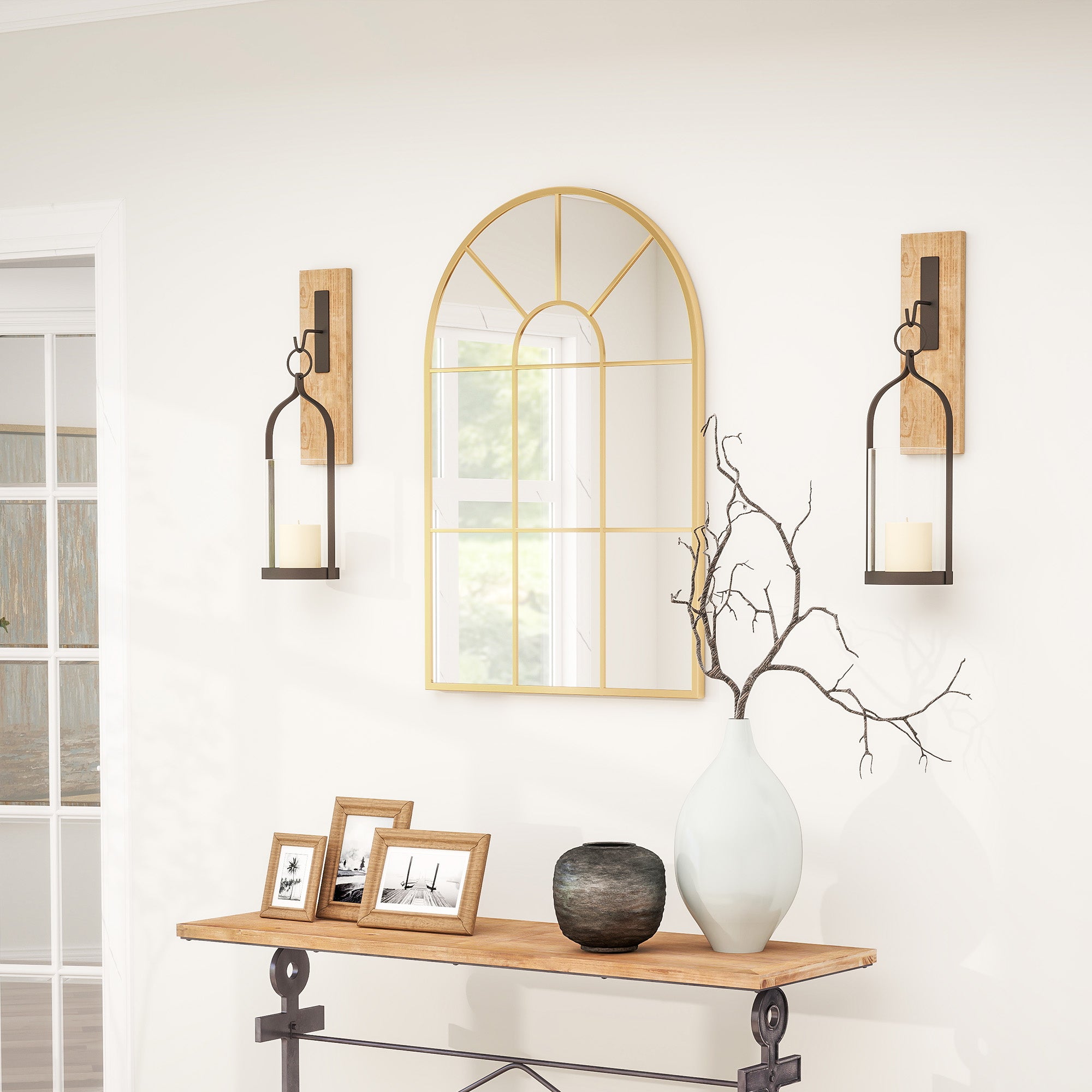 Espelho Decorativo de Parede Dourado 60x91 cm Estilo Moderno