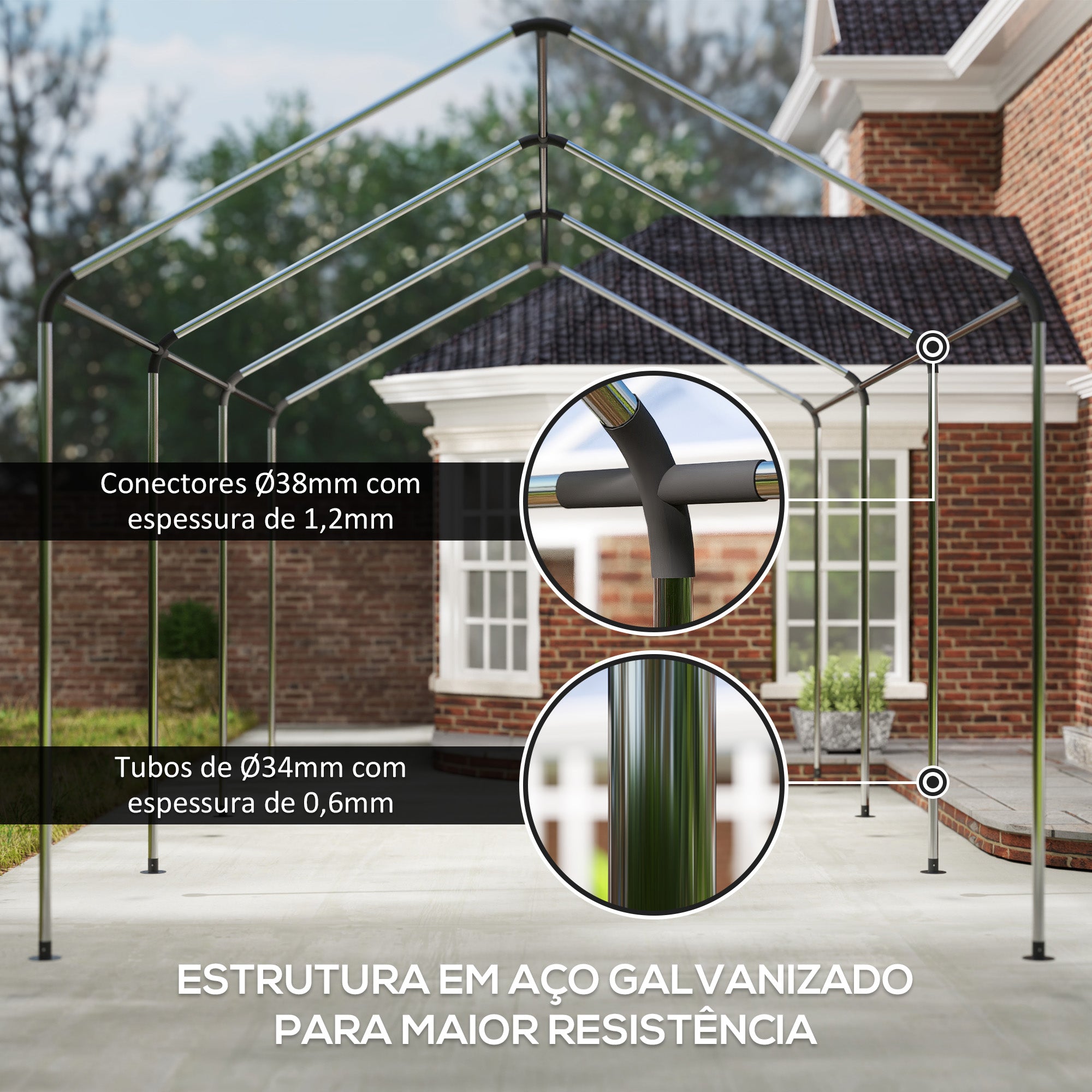 Tenda de Garagem – 594x300x280 cm – Verde – Aço galvanizado e poliéster