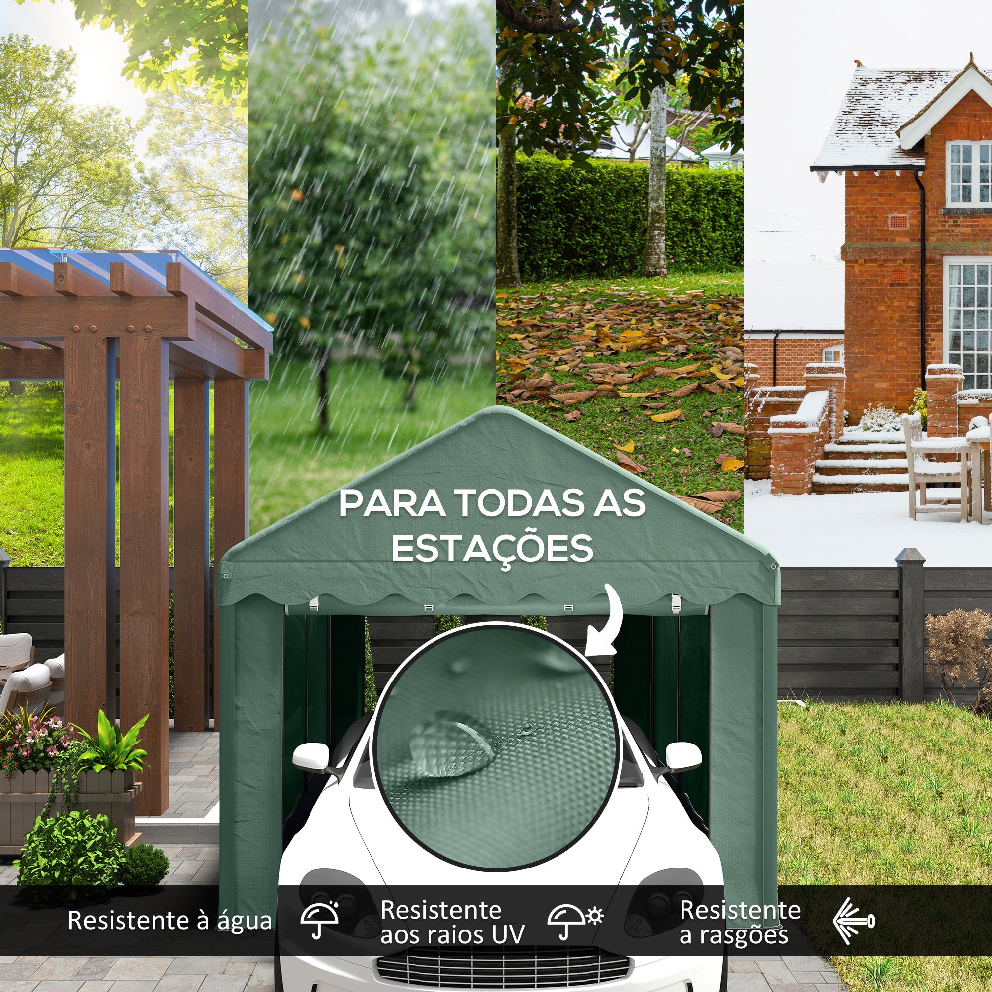 Tenda de Garagem – 594x300x280 cm – Verde – Aço galvanizado e poliéster