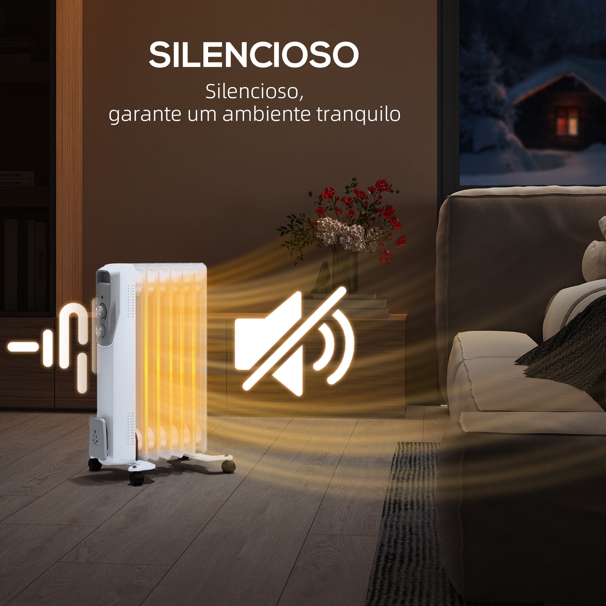 Aquecedor a Óleo 1500W Branco 29x40x62 cm