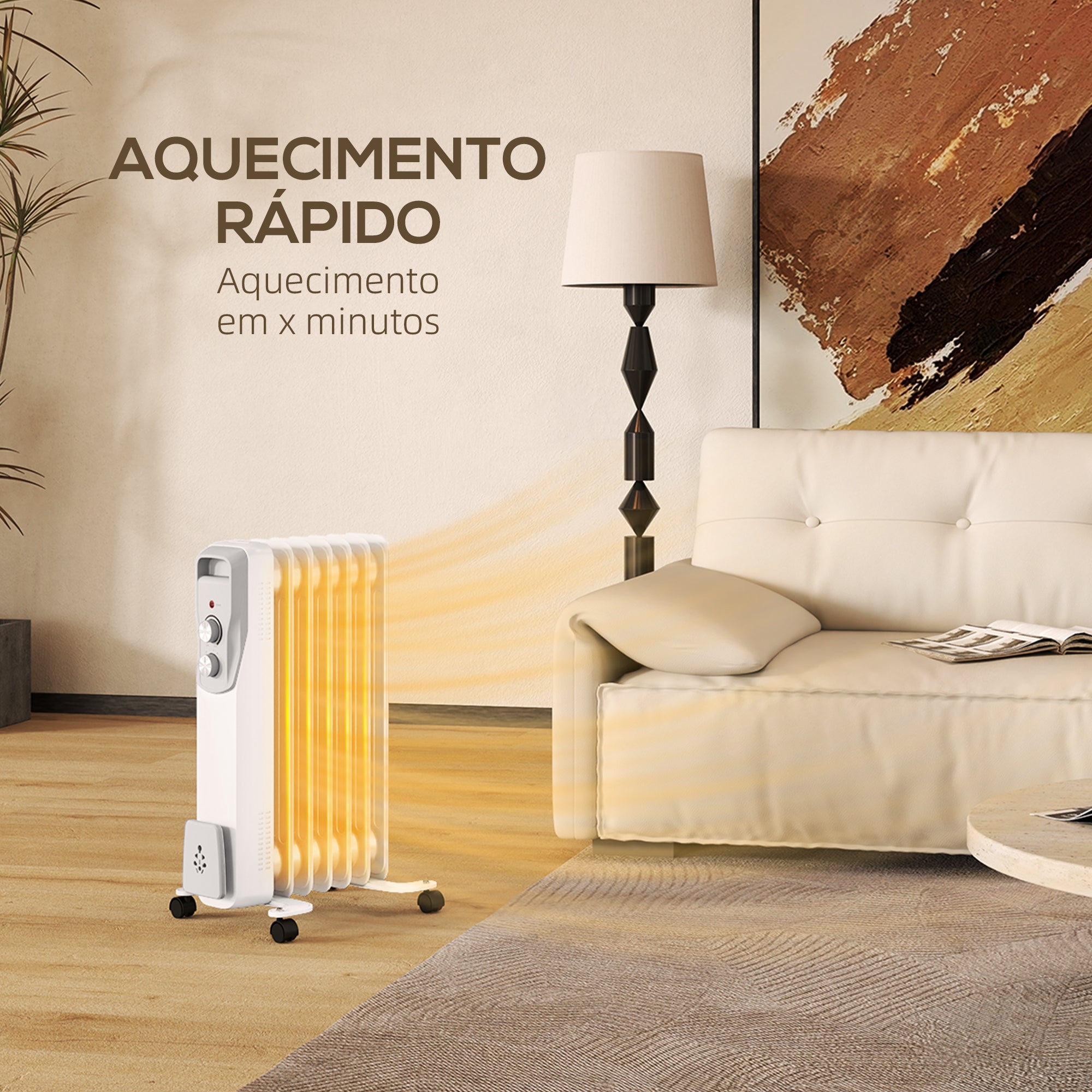 Aquecedor a Óleo 1500W Branco 29x40x62 cm
