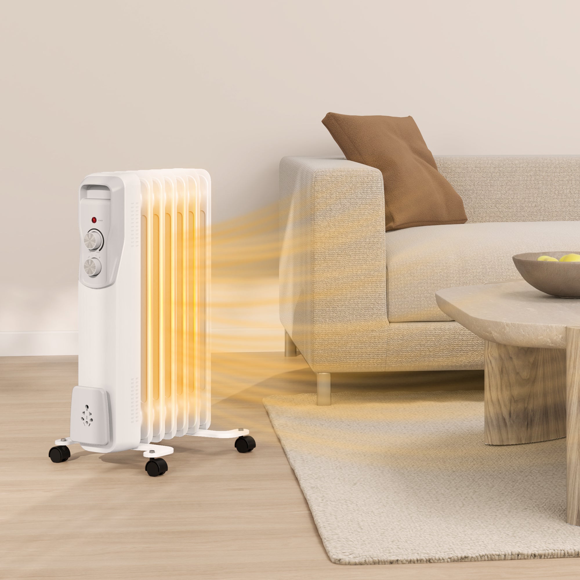 Aquecedor a Óleo 1500W Branco 29x40x62 cm