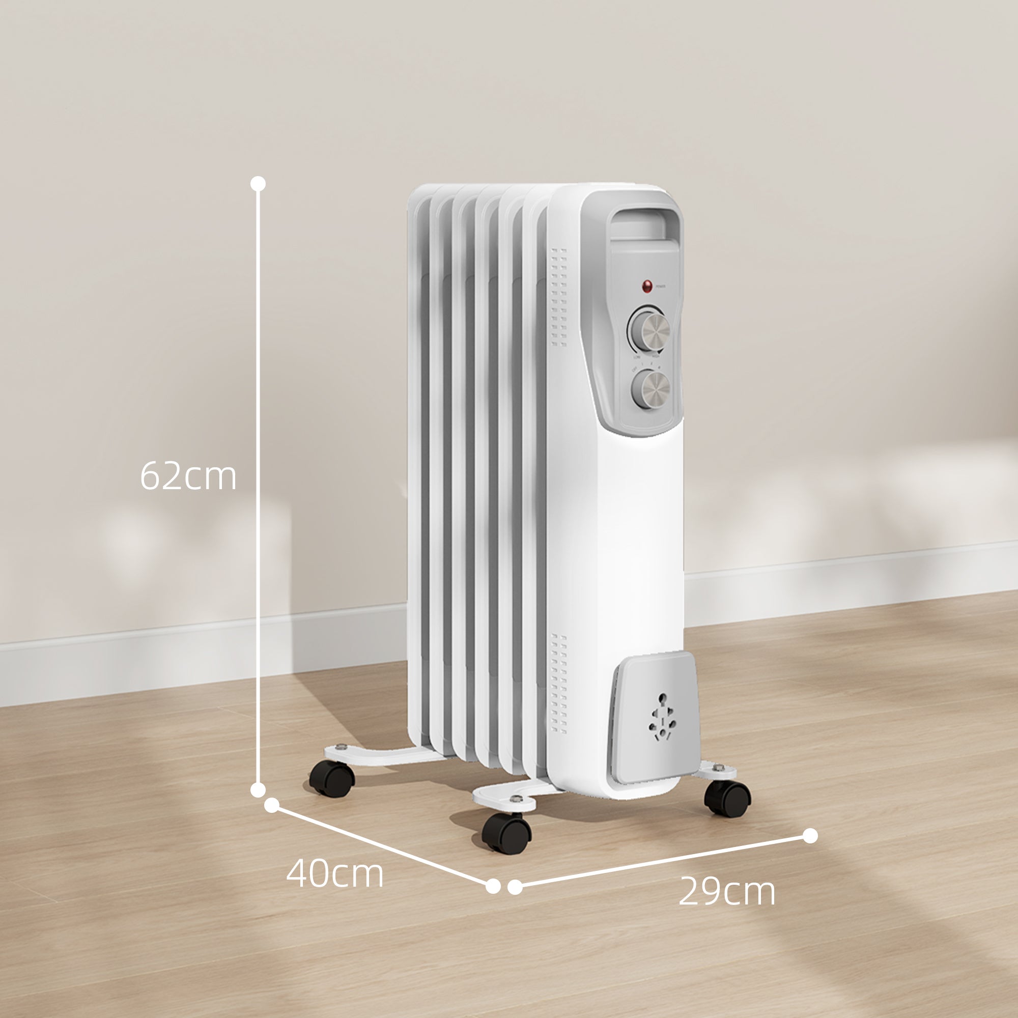 Aquecedor a Óleo 1500W Branco 29x40x62 cm