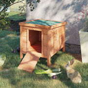 Casinha de Madeira para Coelhos - 42x51x43 cm - Cor de Madeira Natural