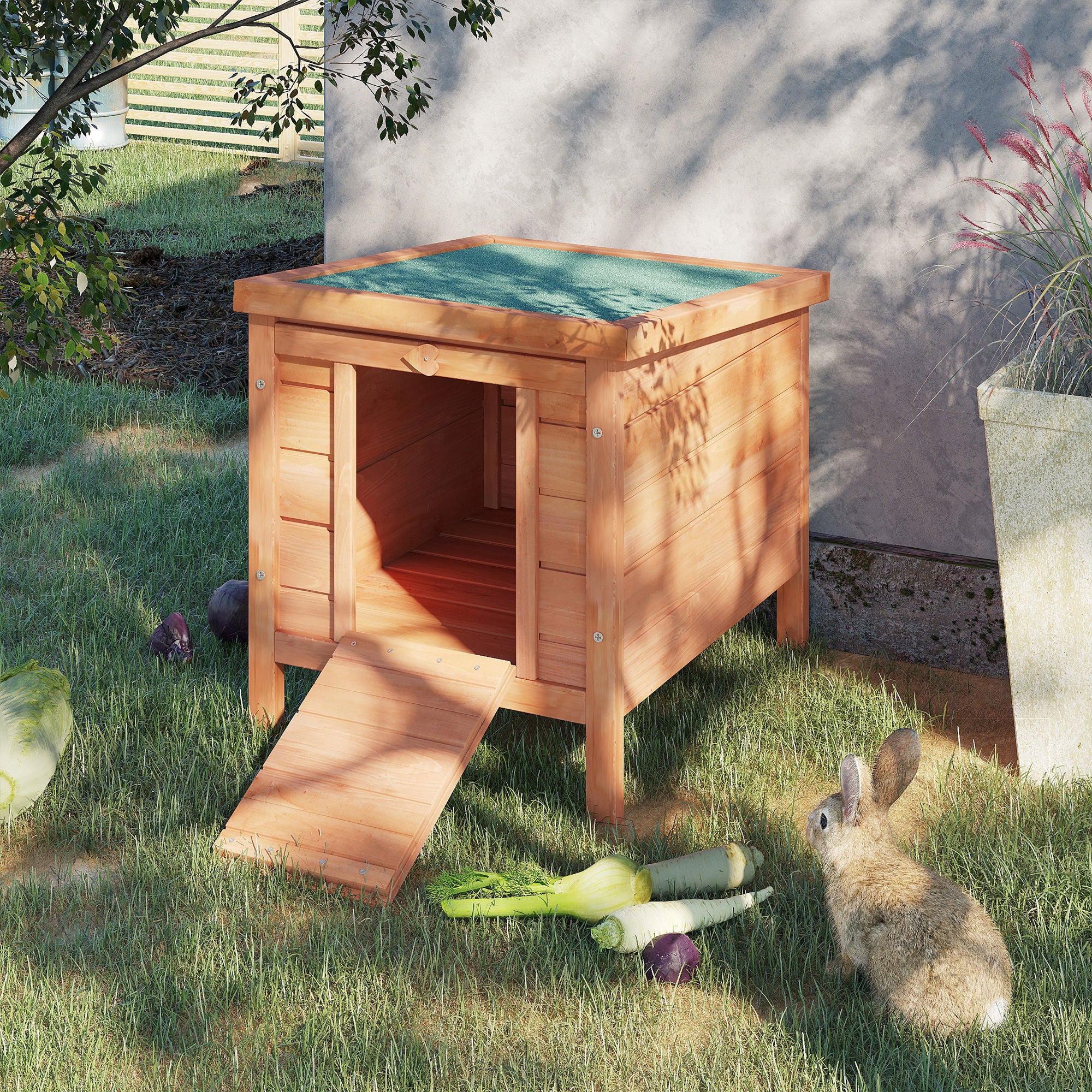 Casinha de Madeira para Coelhos - 42x51x43 cm - Cor de Madeira Natural