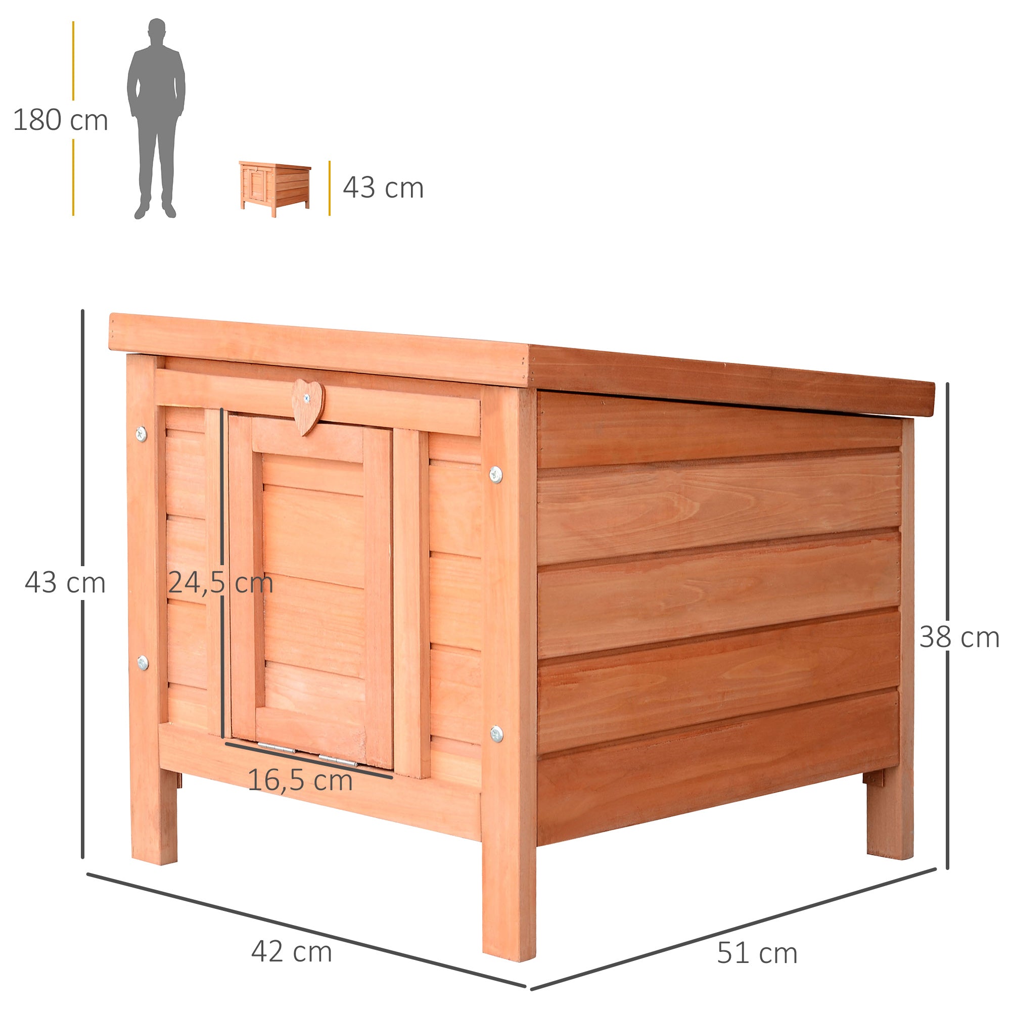 Casinha de Madeira para Coelhos - 42x51x43 cm - Cor de Madeira Natural