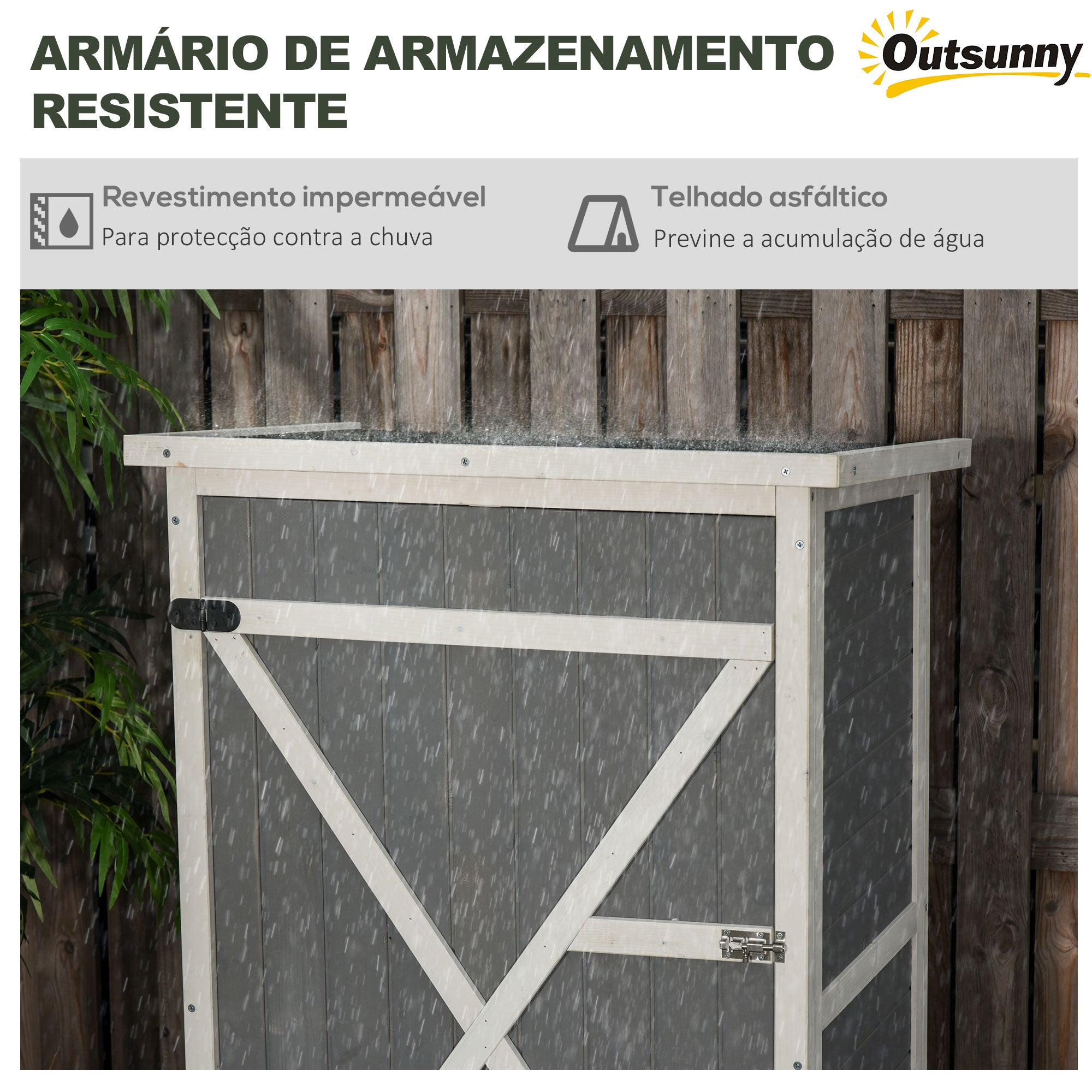 Armário de Jardim 75x56x115cm Cinza