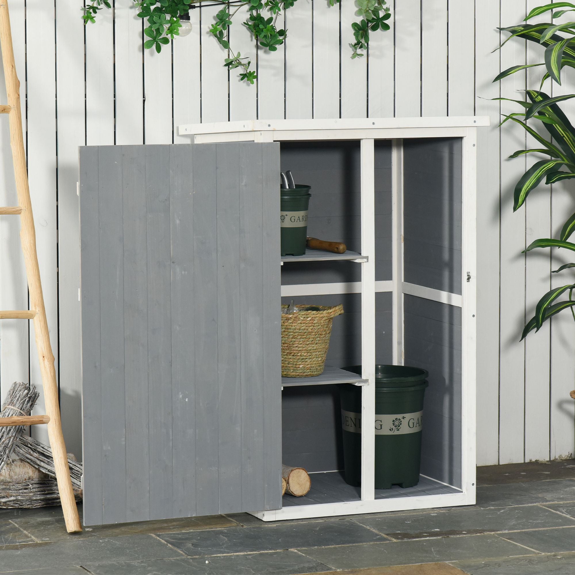 Armário de Jardim 75x56x115cm Cinza