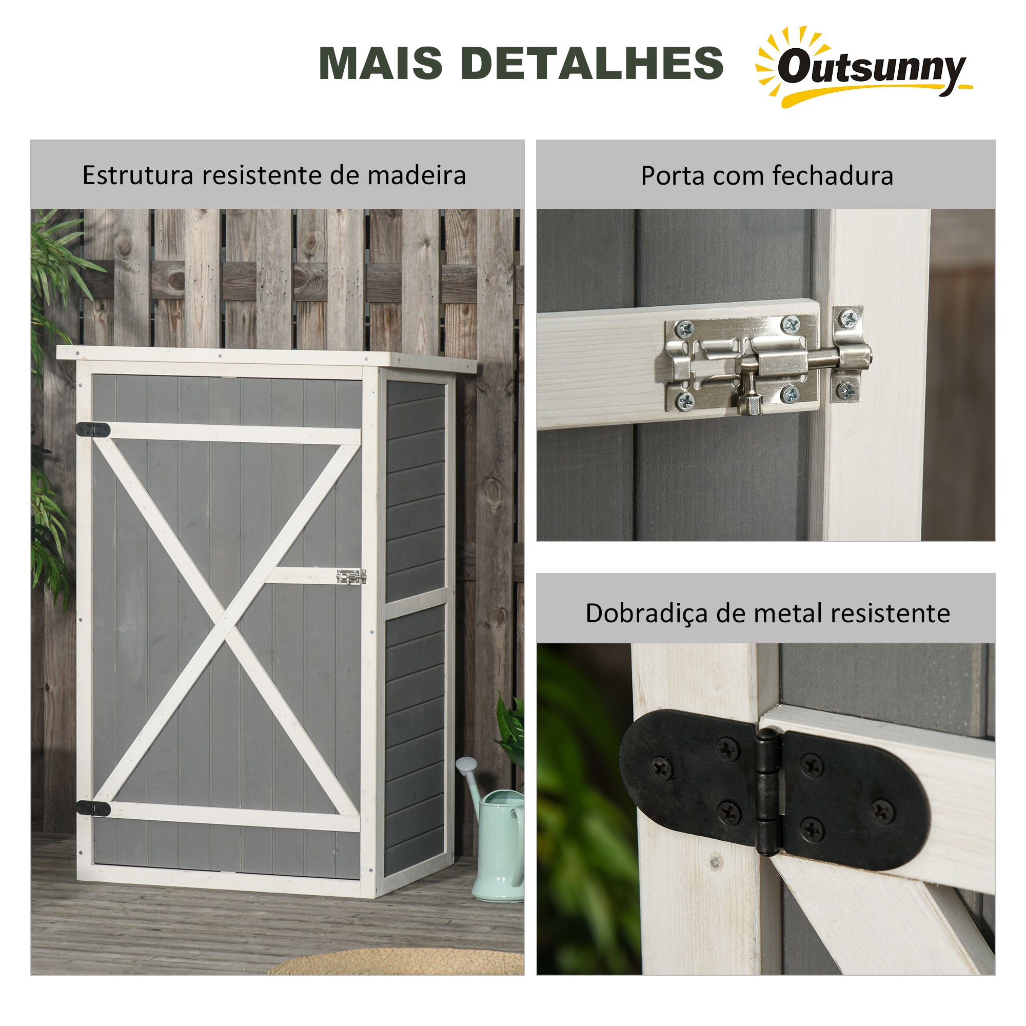 Armário de Jardim 75x56x115cm Cinza