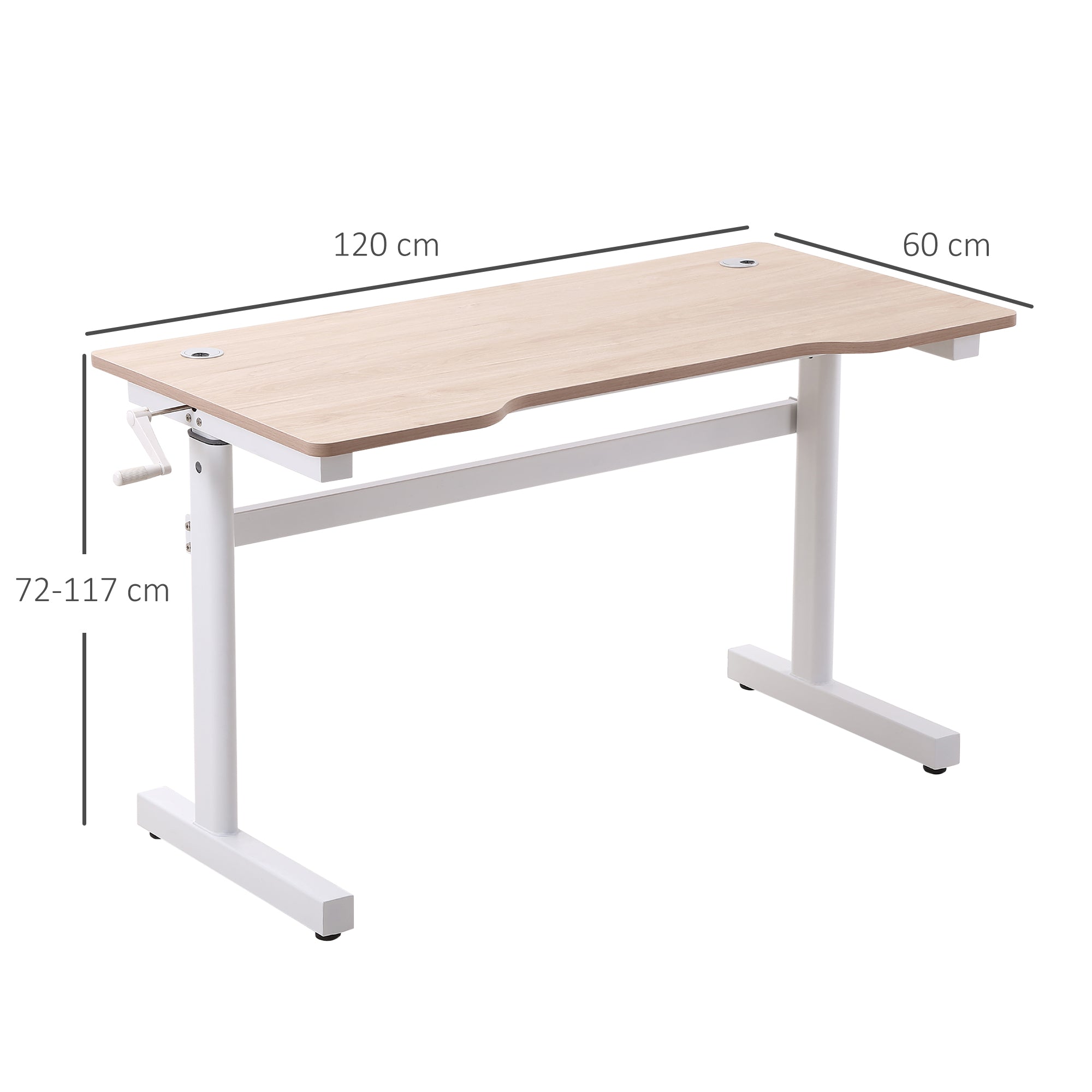 Secretária de Pé com Altura Ajustável 120x60x117 cm Branco