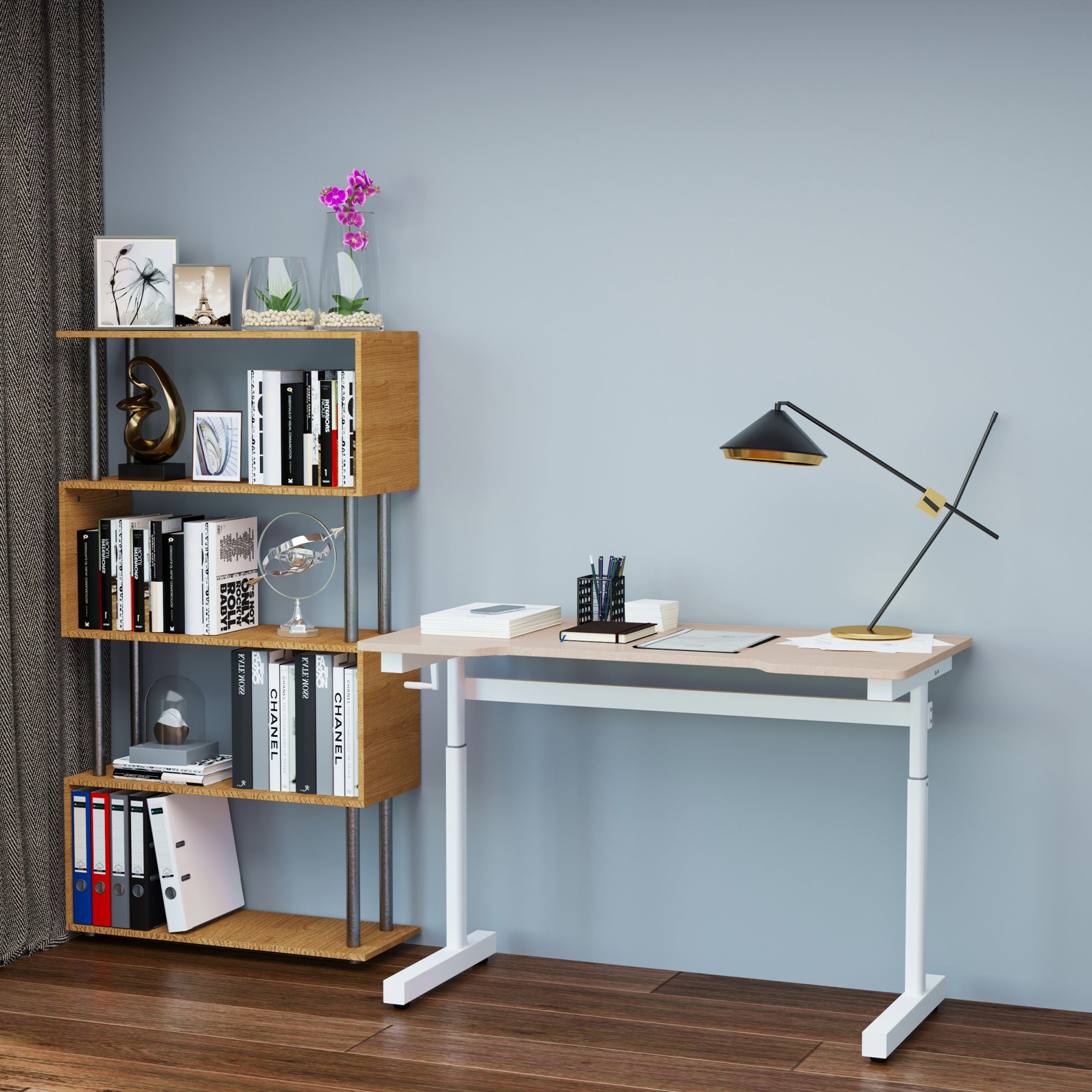 Secretária de Pé com Altura Ajustável 120x60x117 cm Branco
