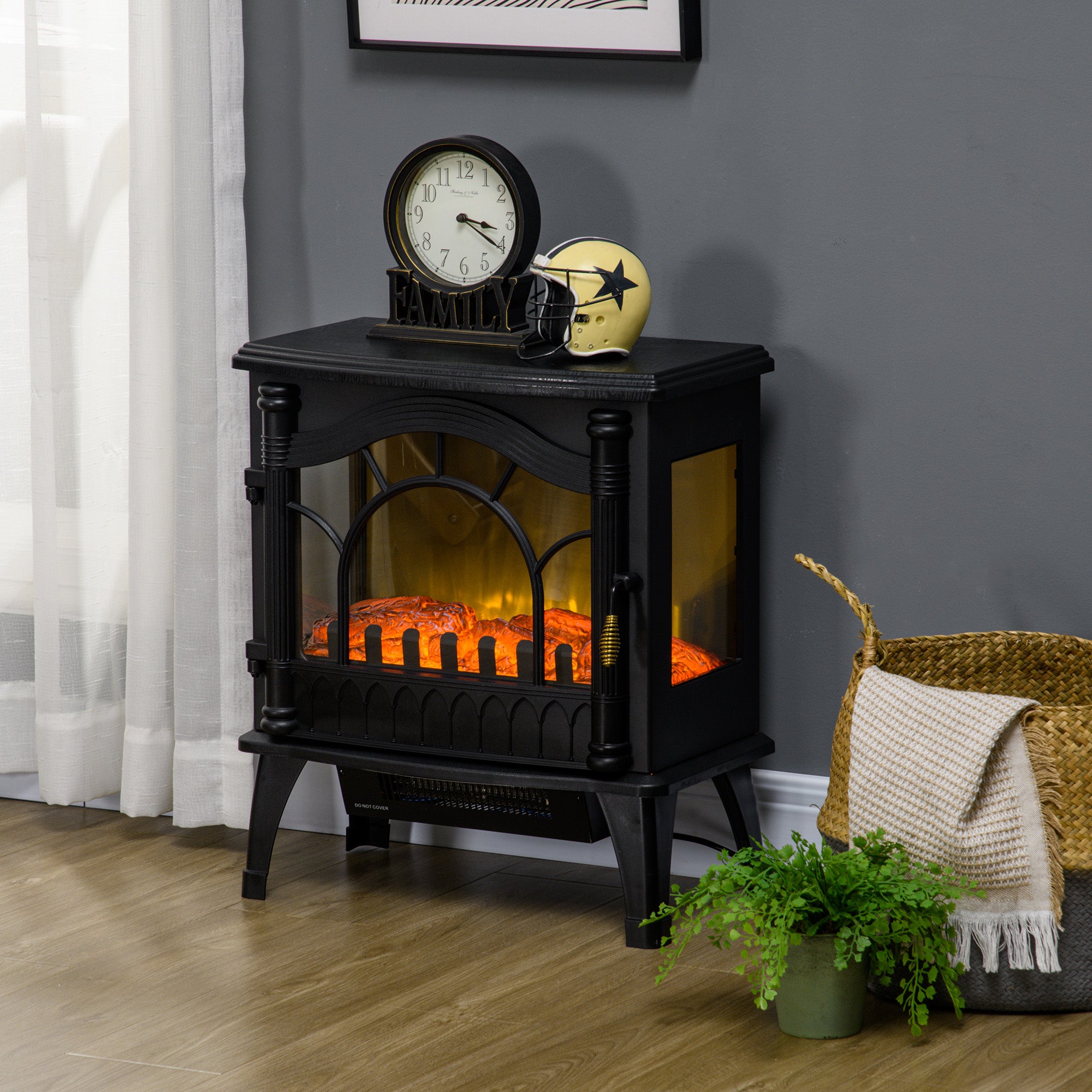 Lareira Elétrica 1000W/2000W 6820BTU/h Preto 55x31x58 cm