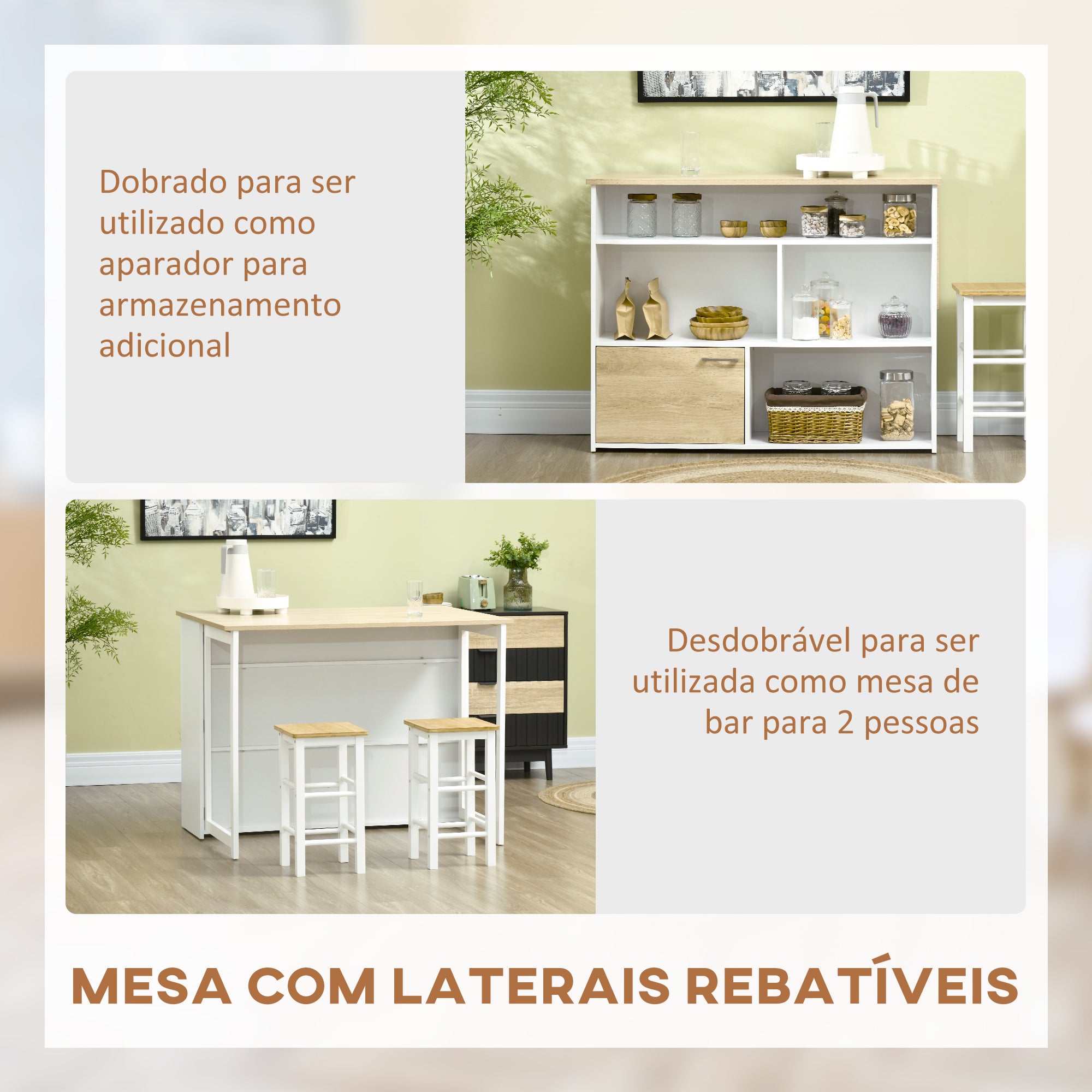Mesa Alta Extensível – 116x79,5x91 cm – Branco – MDF