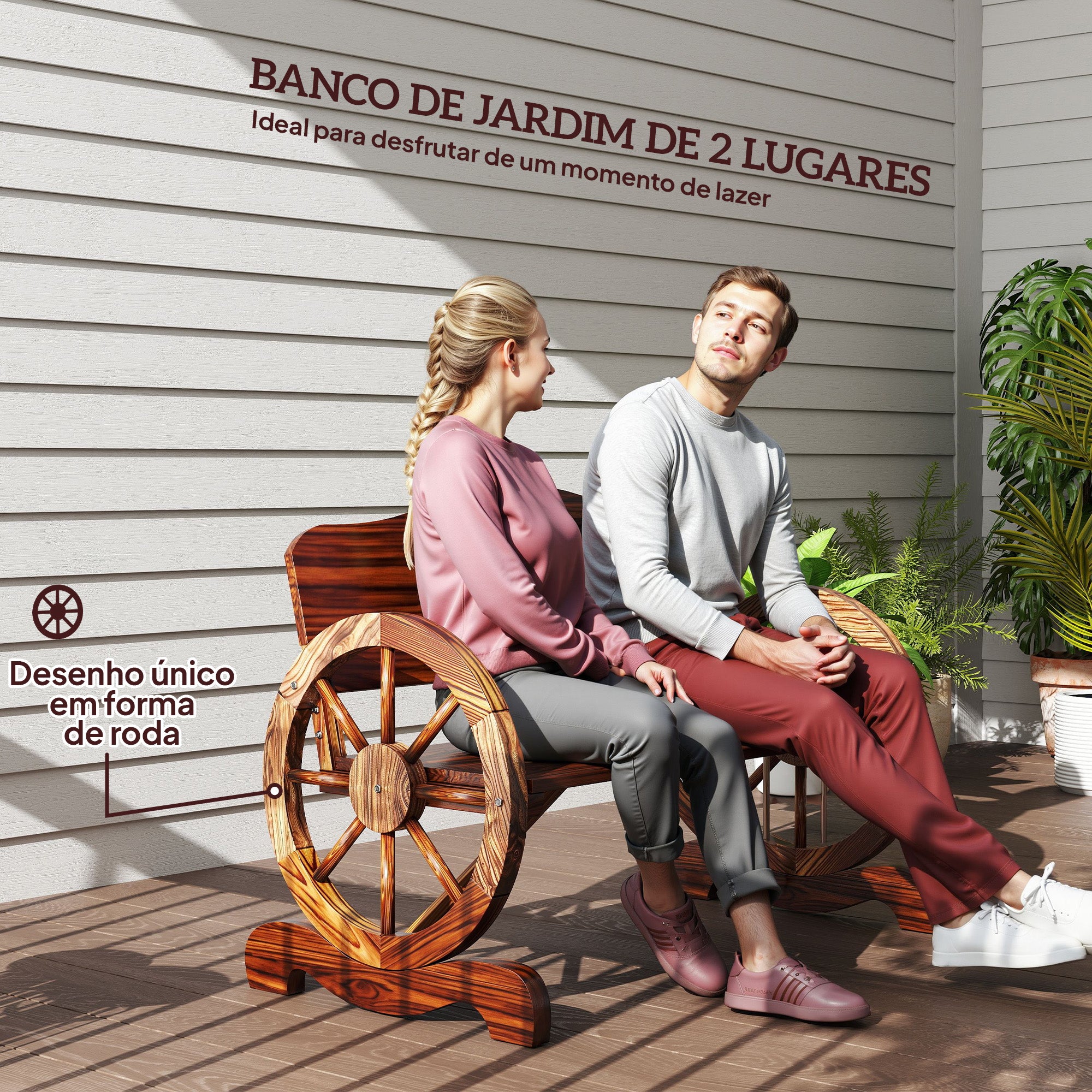 Banco de Jardim de Madeira 110x55x80 cm Cor de Nogueira