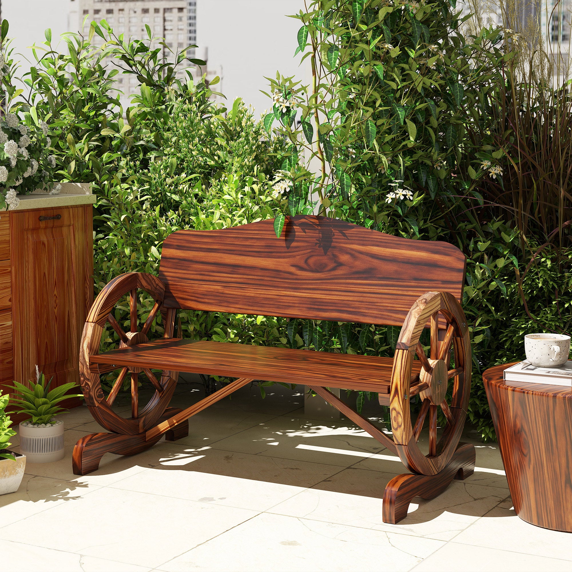 Banco de Jardim de Madeira 110x55x80 cm Cor de Nogueira