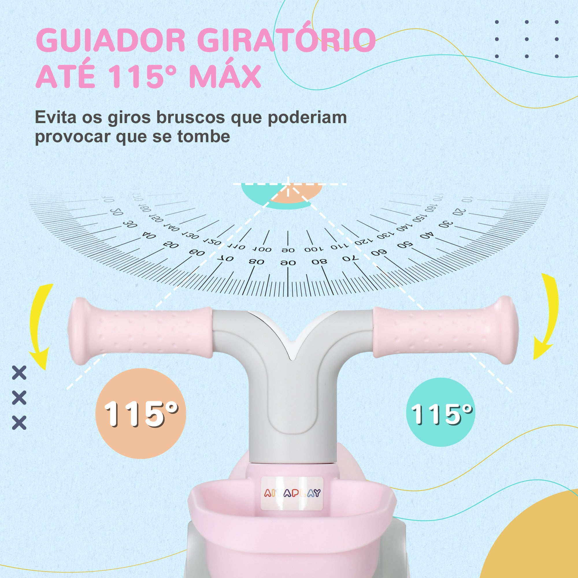 Bicicleta sem Pedais para Crianças 56x27x39 cm - Cor Rosa