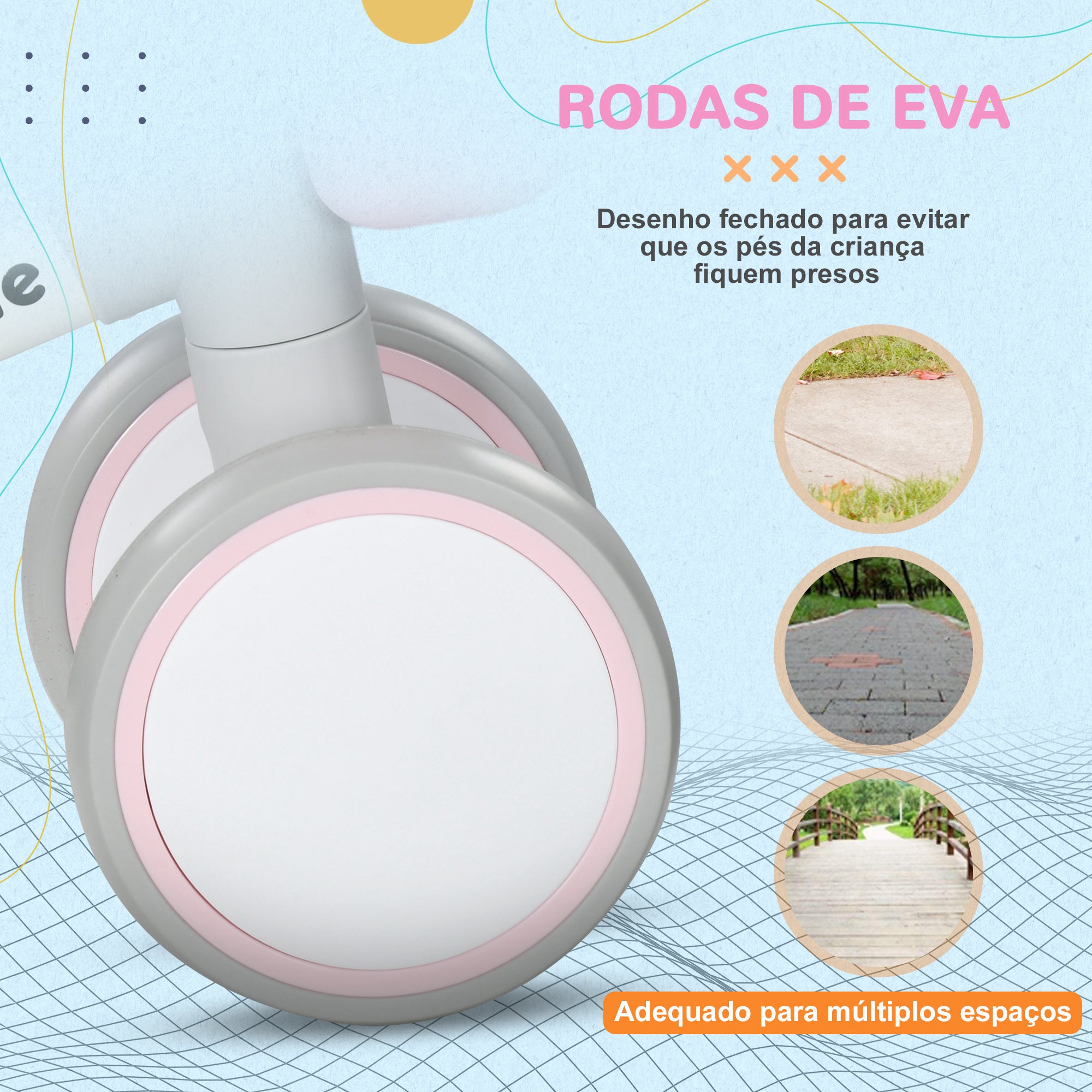 Bicicleta sem Pedais para Crianças 56x27x39 cm - Cor Rosa