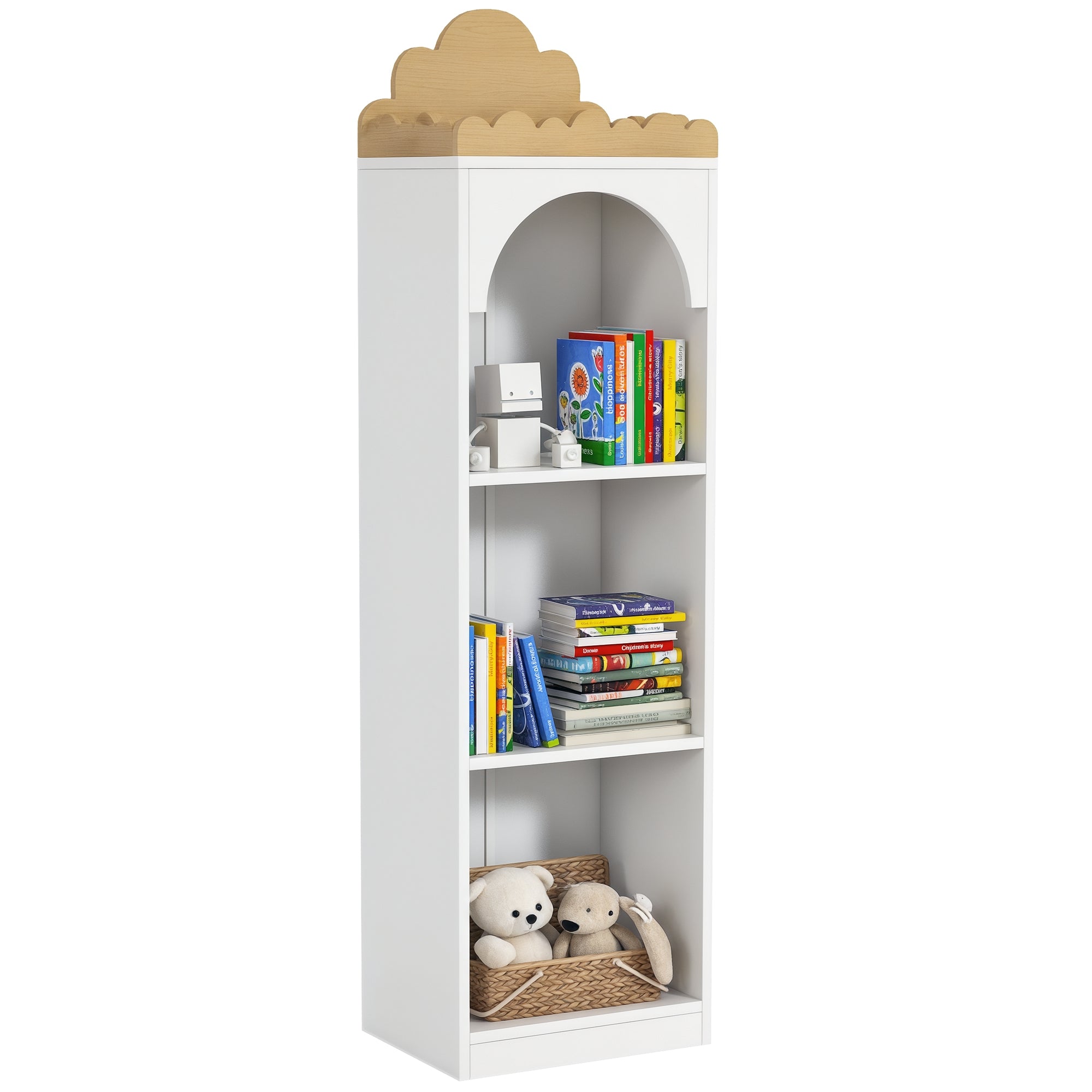 Estante Infantil 3 Níveis 40x30x139,5 cm - Branco e Madeira