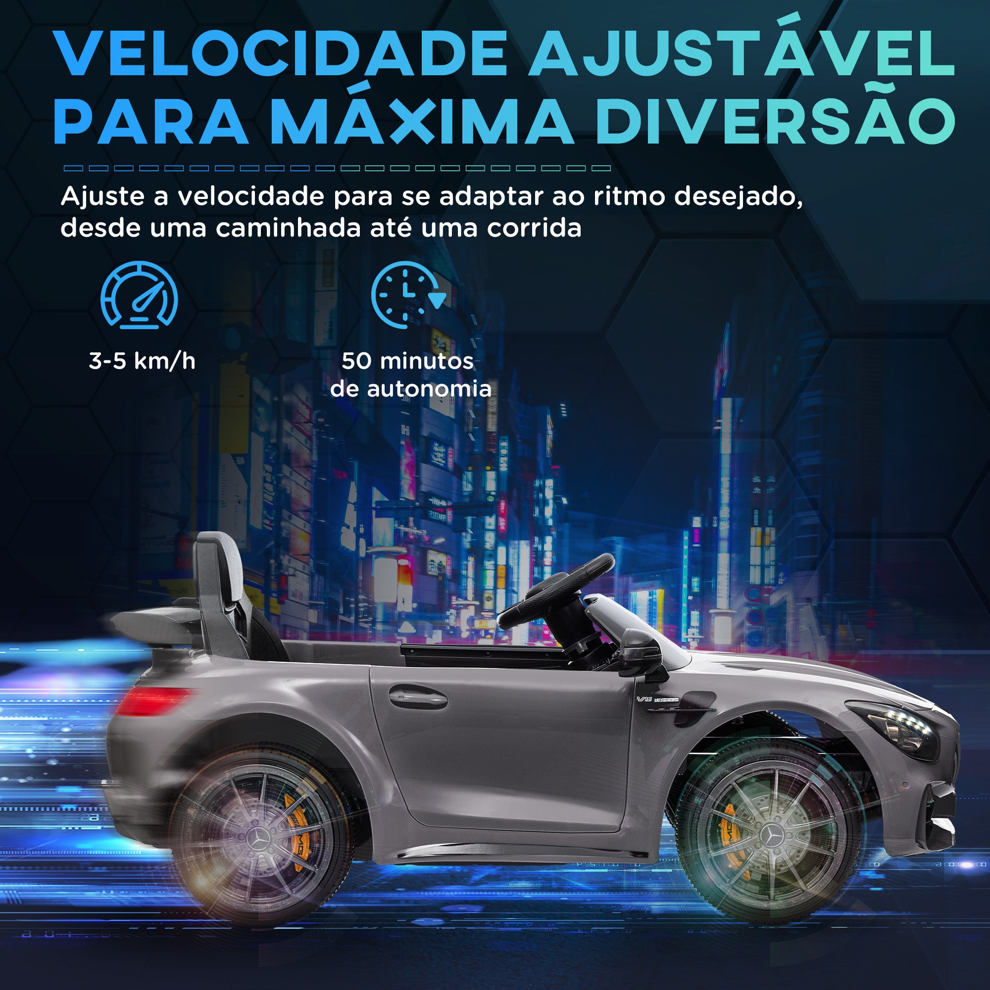 Carro Elétrico Infantil Prata 108x67x46 cm
