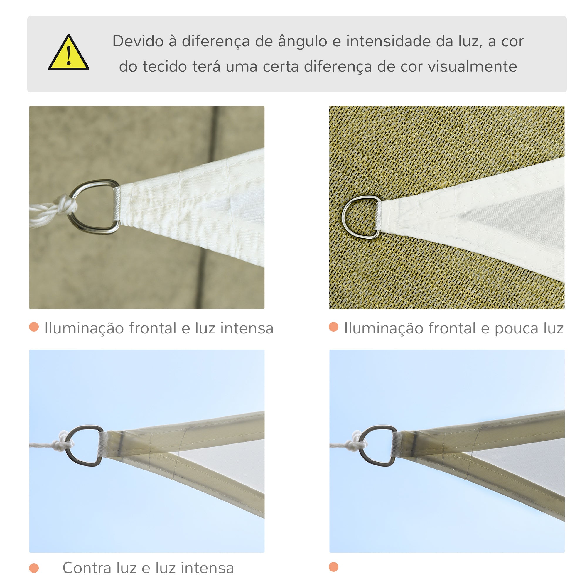 Vela de Sombra Triangular 300x300x300 cm - Cor Creme Branco