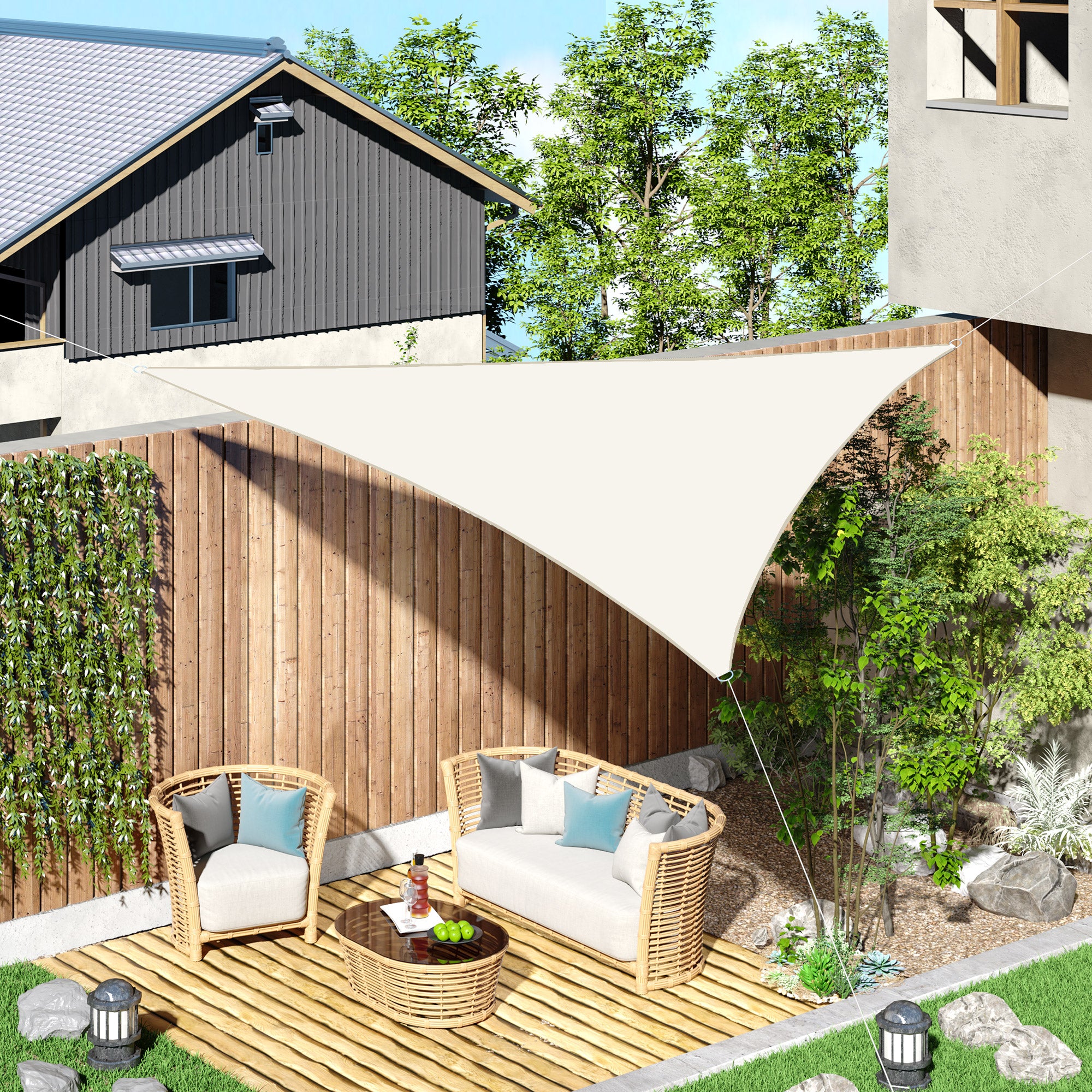 Vela de Sombra Triangular 300x300x300 cm - Cor Creme Branco