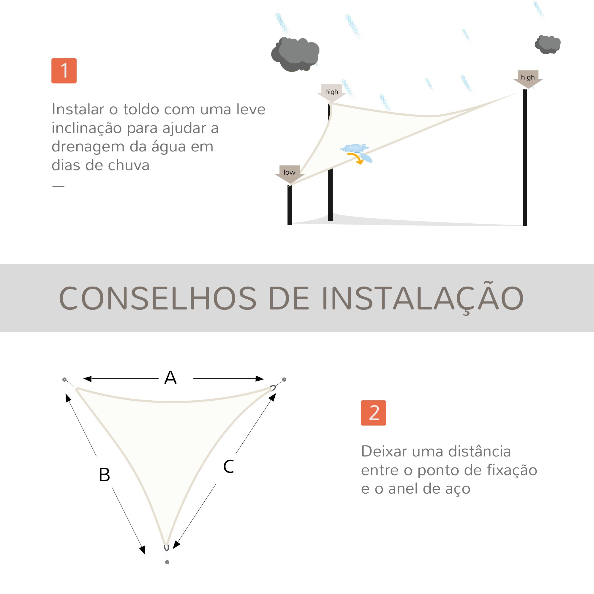 Vela de Sombra Triangular 300x300x300 cm - Cor Creme Branco