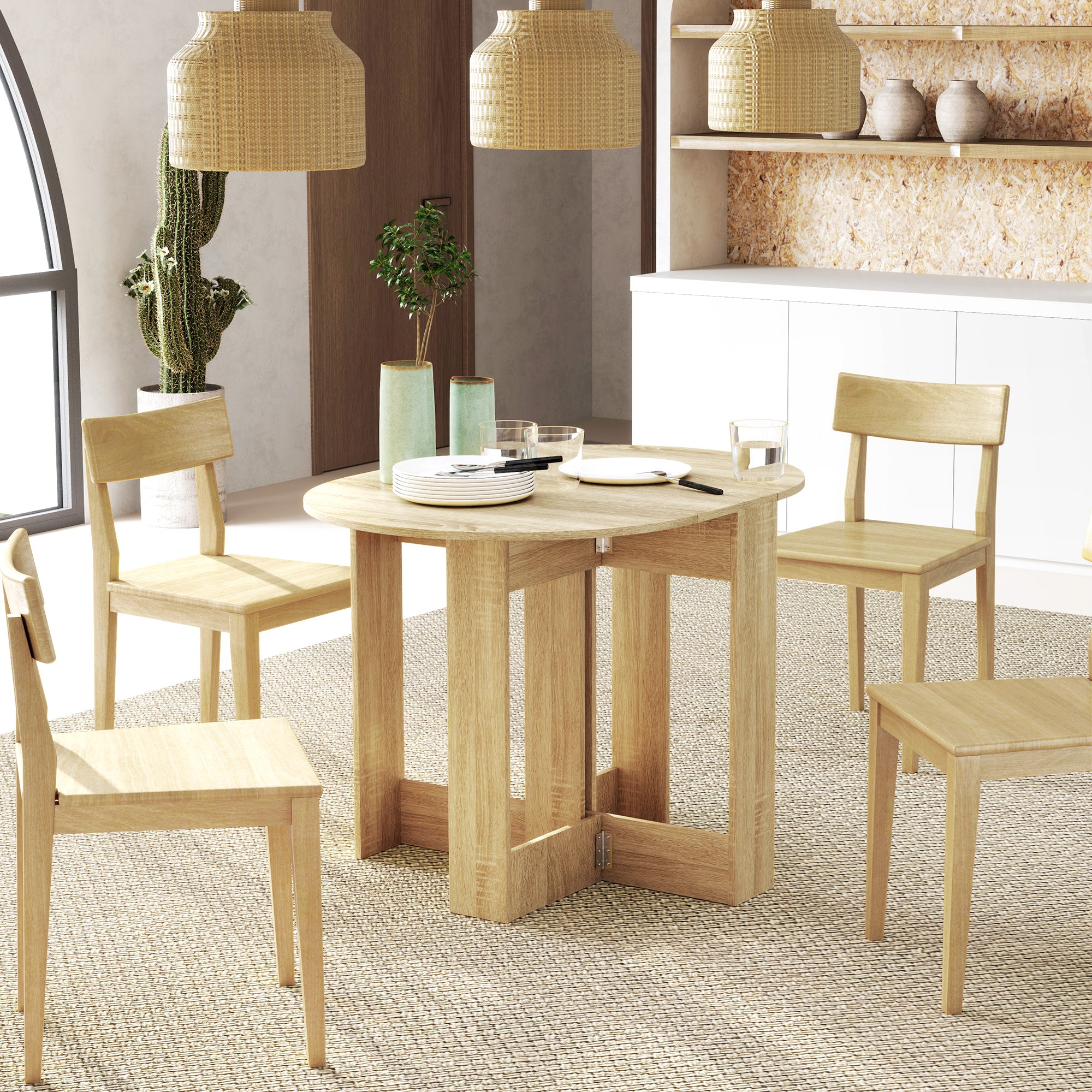 Mesa de Sala de Jantar Dobrável 104x76x73,7 cm Cor de Carvalho