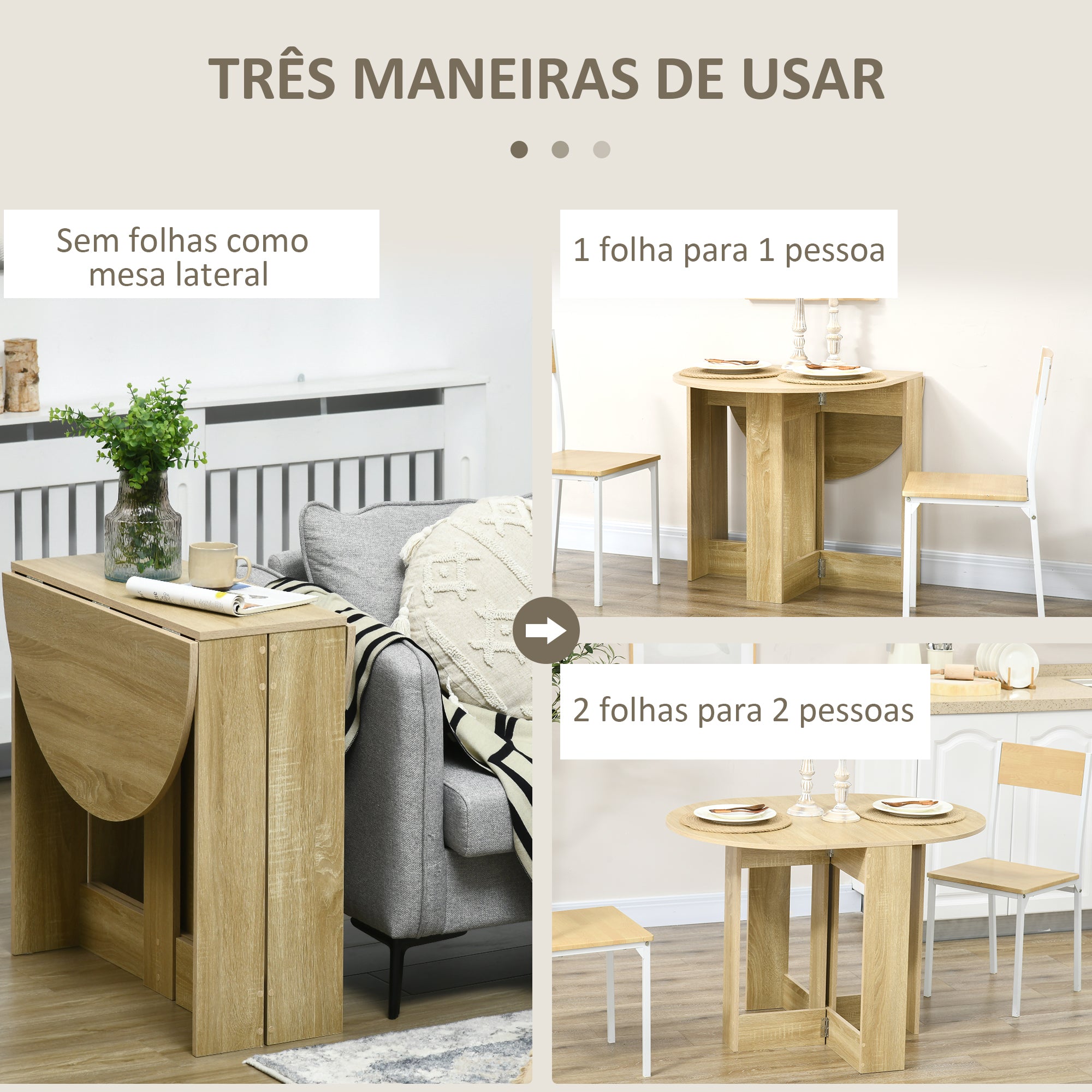 Mesa de Sala de Jantar Dobrável 104x76x73,7 cm Cor de Carvalho