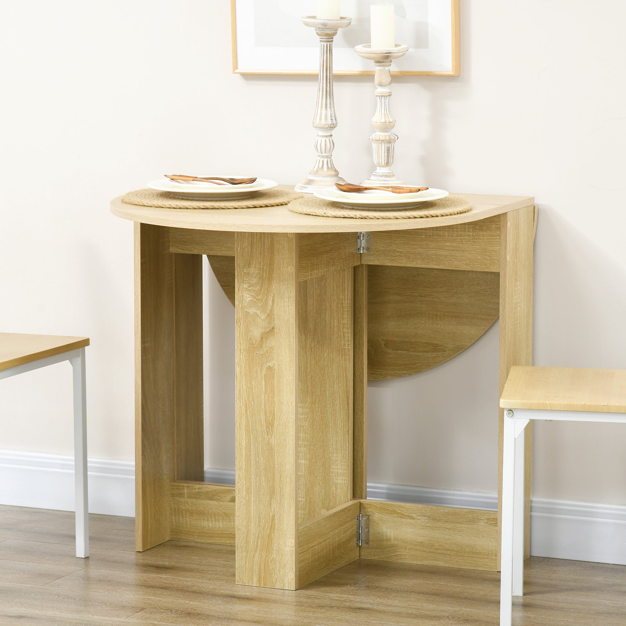 Mesa de Sala de Jantar Dobrável 104x76x73,7 cm Cor de Carvalho