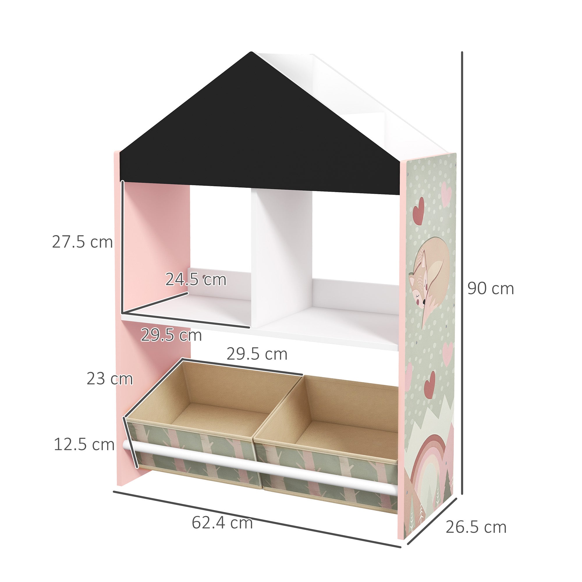 Estante Organizadora Infantil 62,4x26,5x90 cm - Rosa
