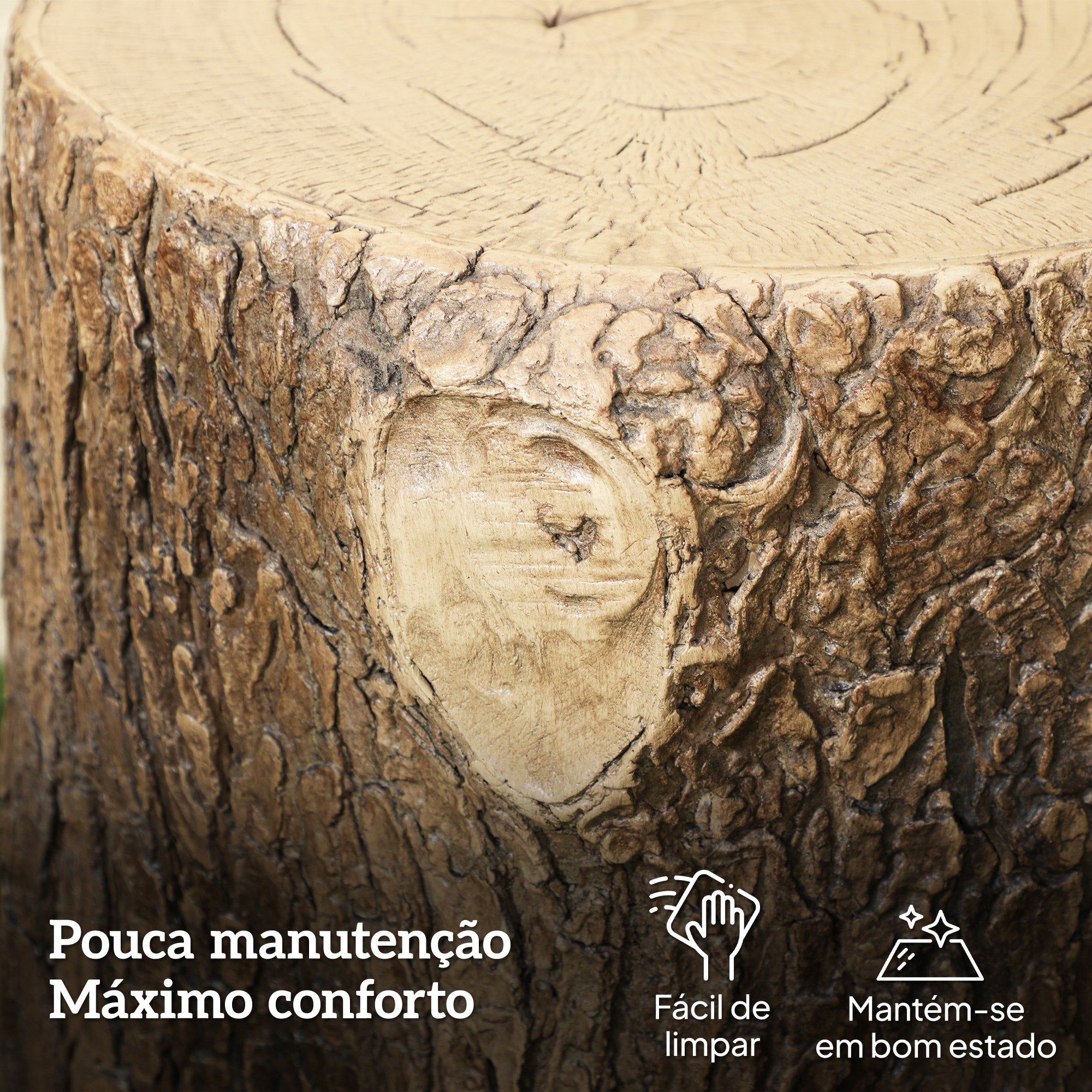 Banco de Jardim Decorativo em Forma de Cepo de Árvore Madeira Ø38x42 cm