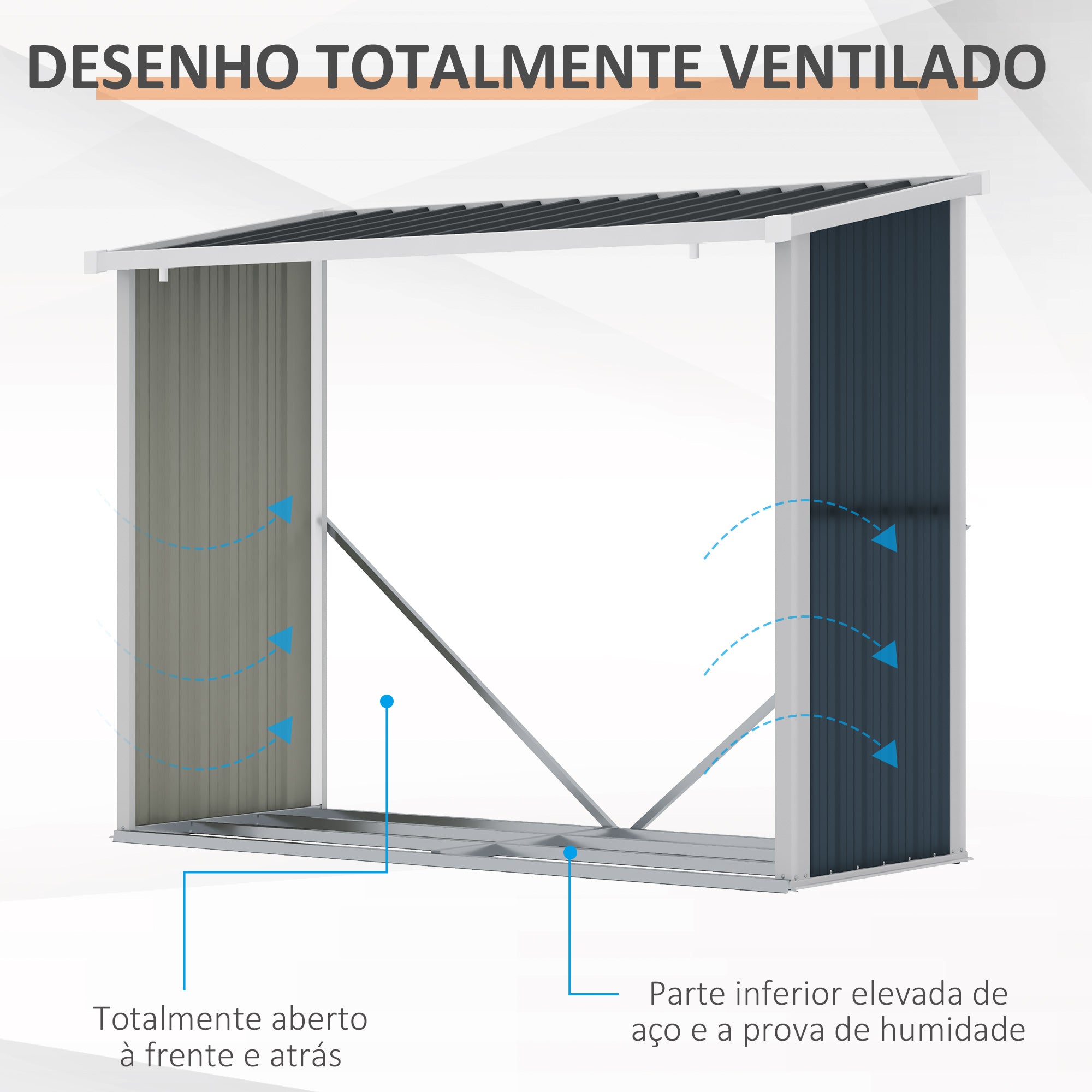 Abrigo de Armazenamento de Lenhas Cinzento 185x84x148.5 cm