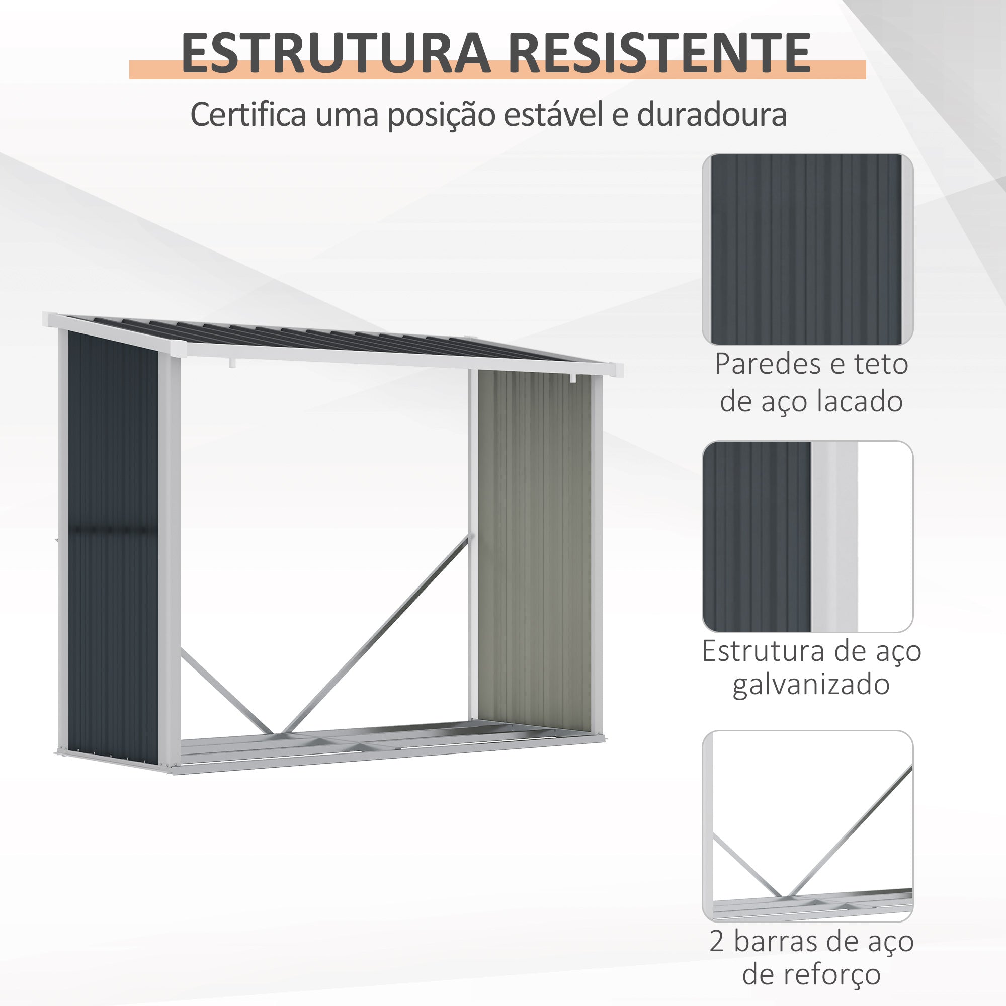 Abrigo de Armazenamento de Lenhas Cinzento 185x84x148.5 cm