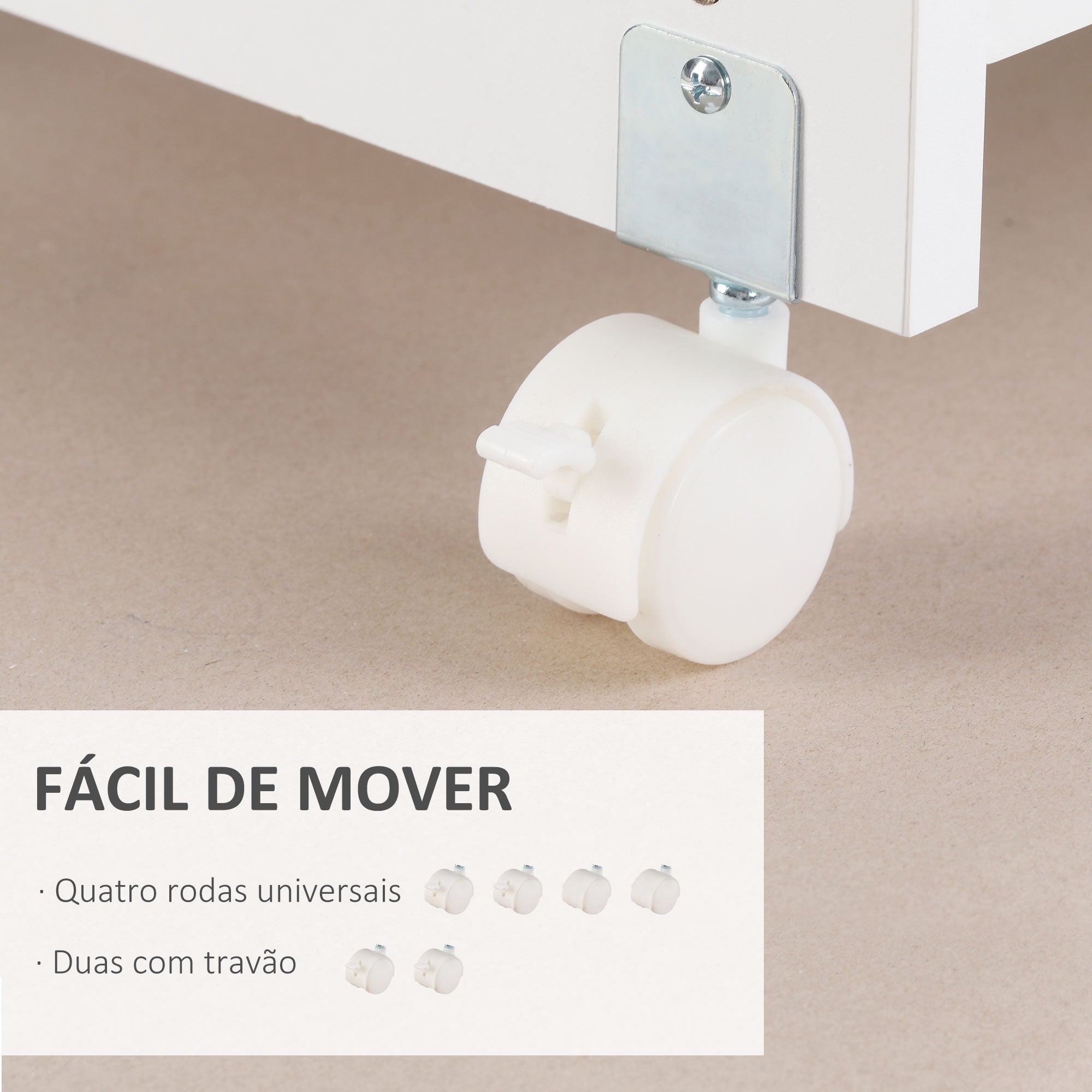 Armário para Impressora Móvel com Gaveta e 2 Portas 60x39x80cm Branco