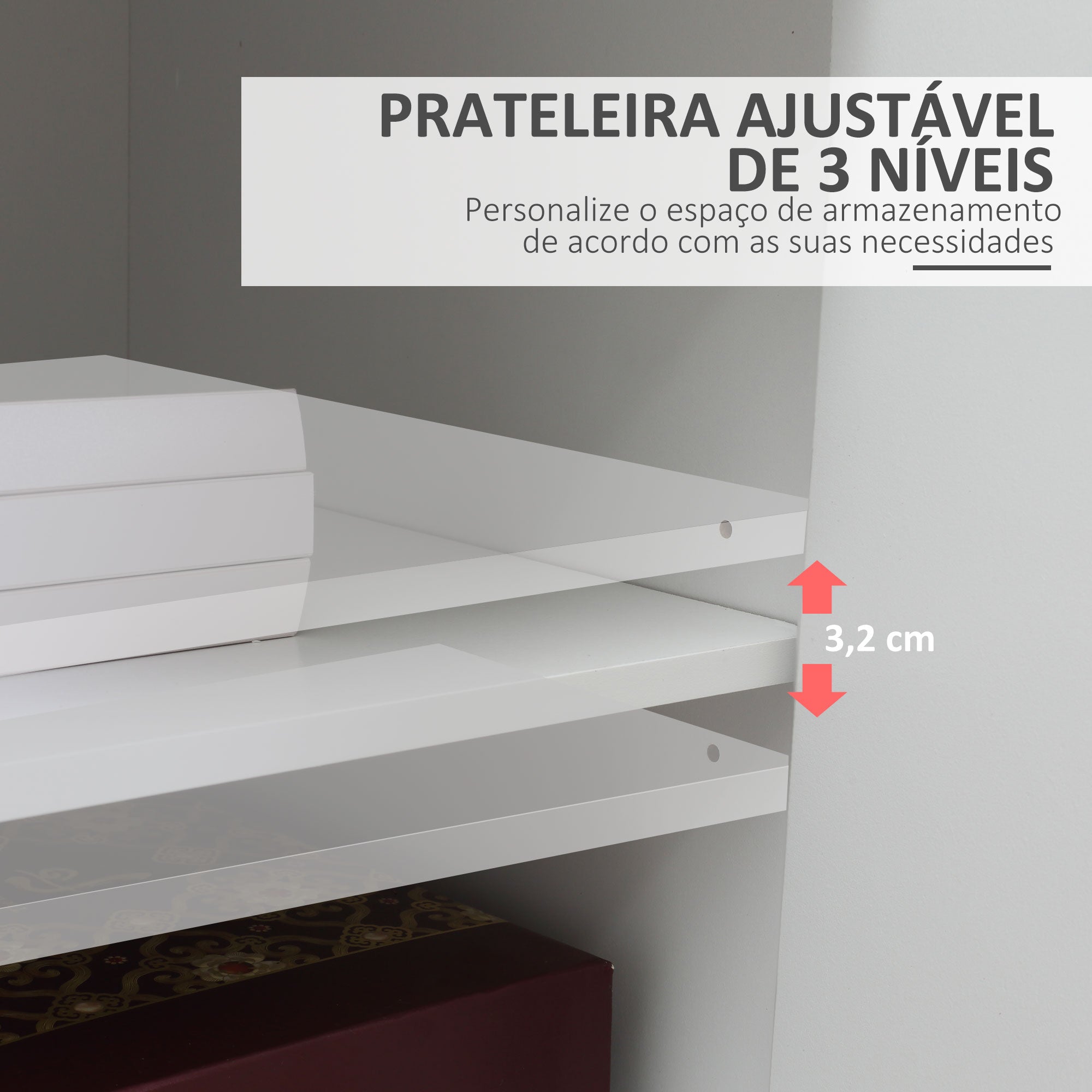 Armário para Impressora Móvel com Gaveta e 2 Portas 60x39x80cm Branco