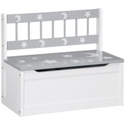 Baú Infantil 2 em 1 Organizador de Brinquedos 60x30x50cm Branco e Cinza