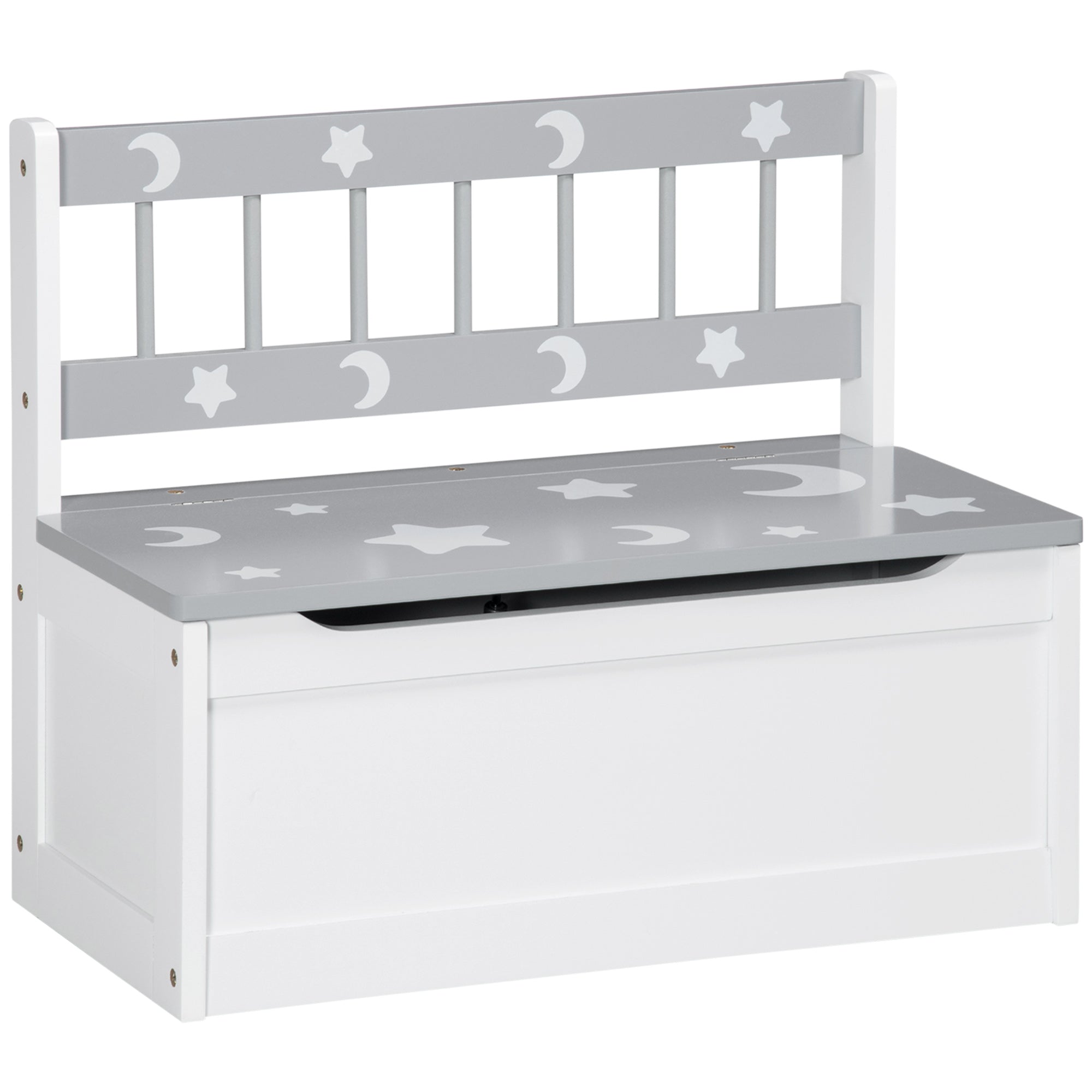 Baú Infantil 2 em 1 Organizador de Brinquedos 60x30x50cm Branco e Cinza