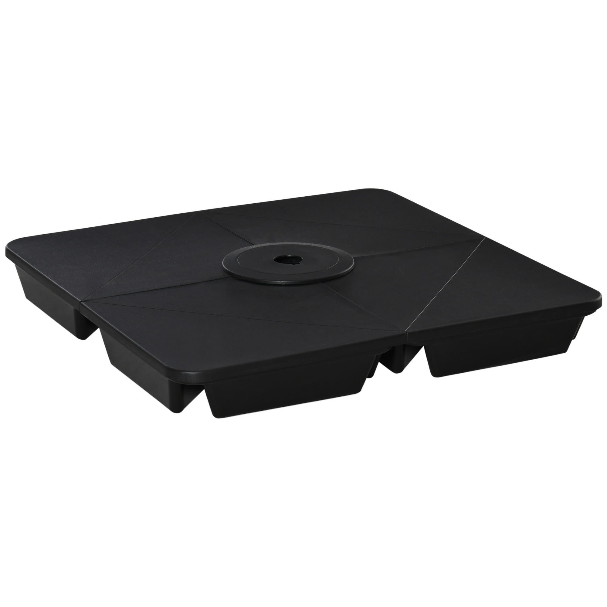 Base para Chapéu de Sol 4 Peças Areia Recarregável 80kg 89x89x11cm Preto